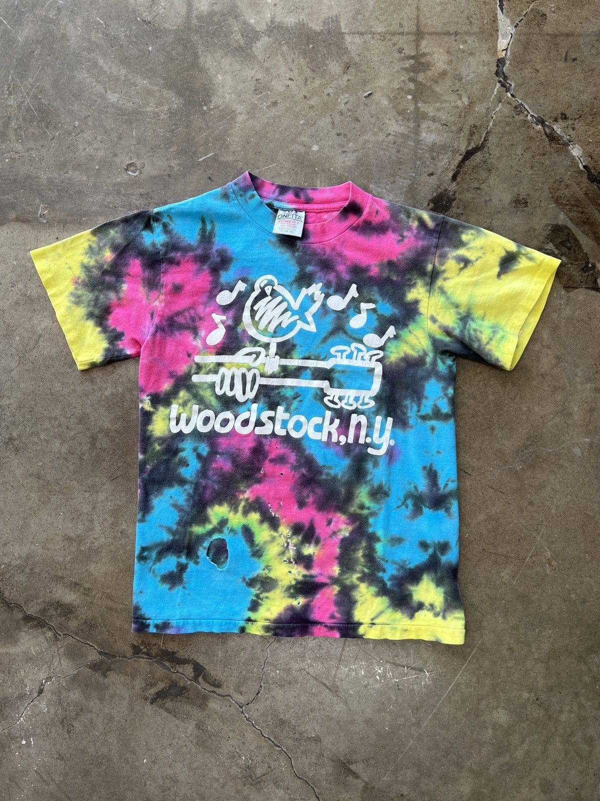 Band Tees × Vintage Vintage Woodstock New York Single Stitch Tie Dye Tee Small Size US S / EU 44-46 / 1 - 2 Thumbnail