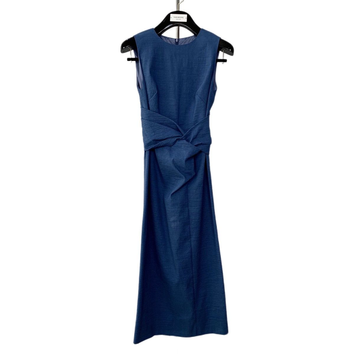 Sportmax Sportmax Dark Blue Waist Ruched Sleeveless Dress K26WX Size L / US 10 / IT 46 - 1 Thumbnail