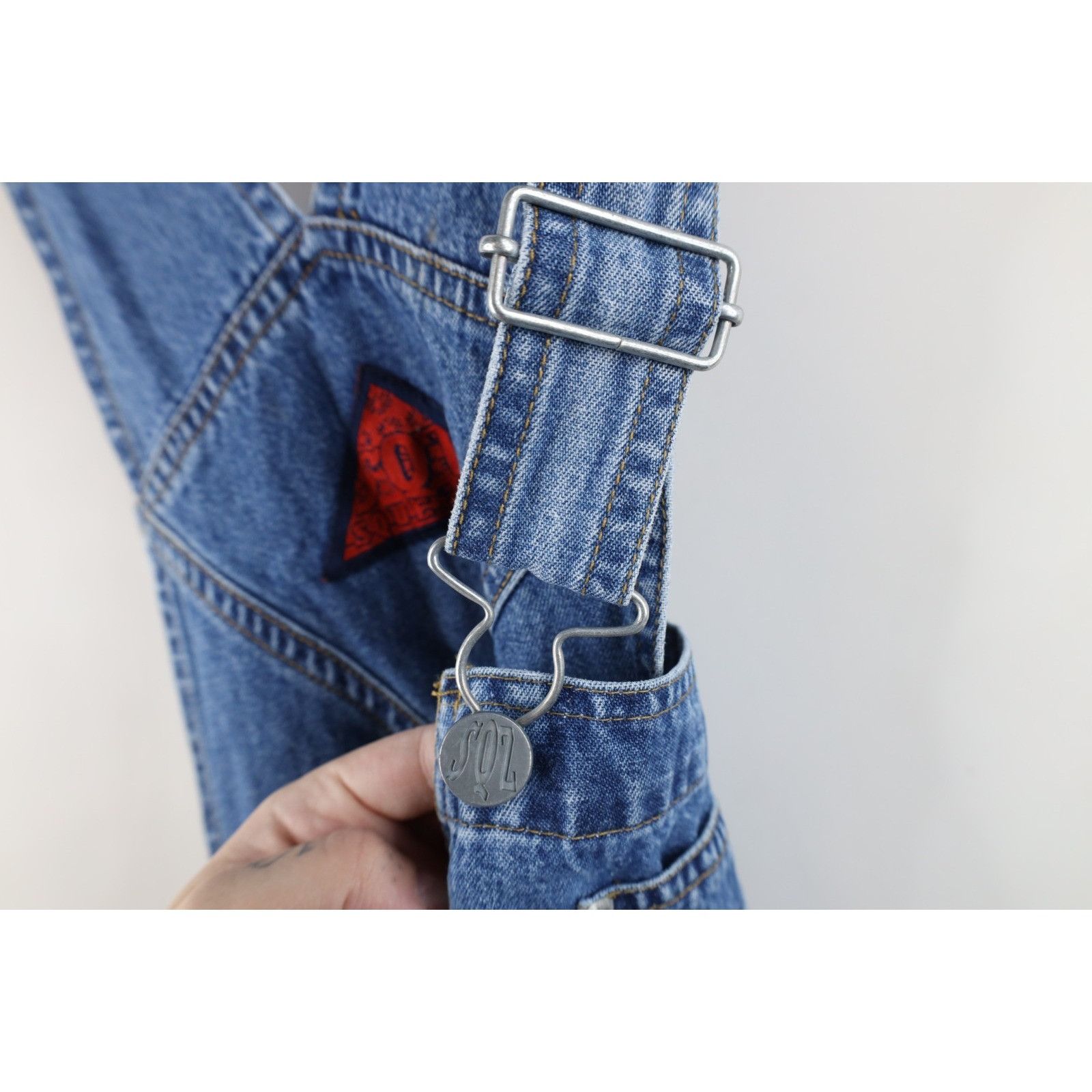 Vintage Vintage 90s Streetwear Faded Denim Jean Shortalls Size 30" / US 8 / IT 44 - 10 Thumbnail