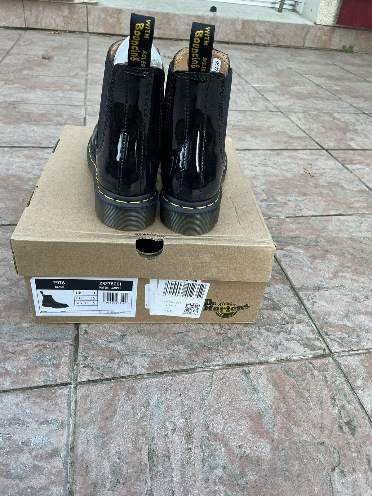 Dr. Martens Dock Martens Patent Lampers black ankle boots Size US 5 / IT 35 - 6 Thumbnail