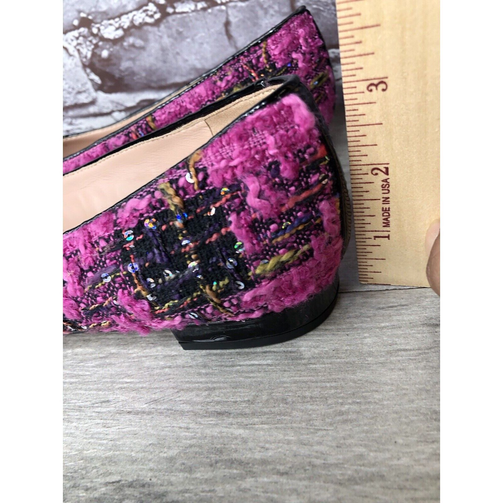 J.Crew J. Crew K2904 Pink Fresh Berry Tweed Pointed Toe Flats Women Size US 7 / IT 37 - 9 Thumbnail