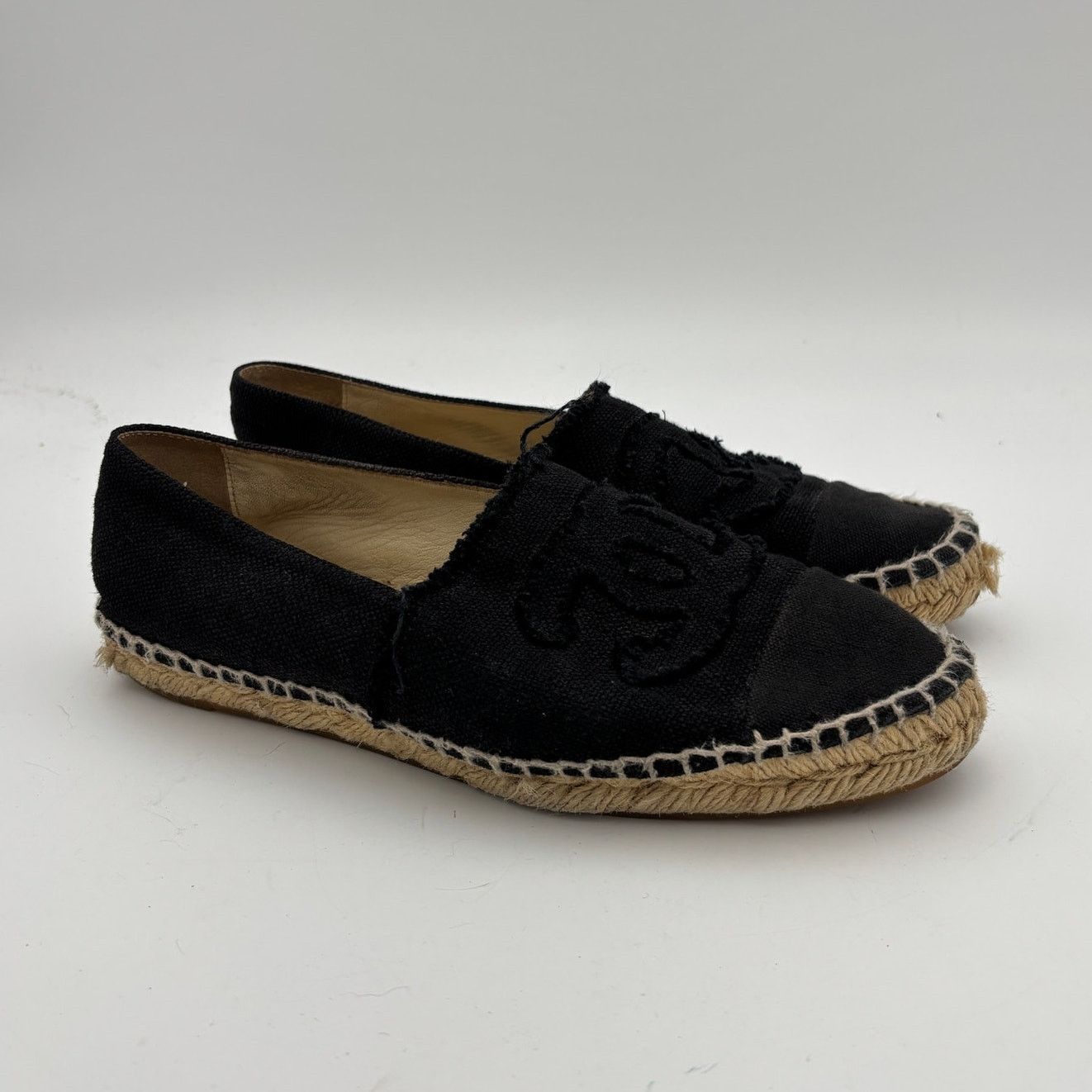 Chanel Chanel CC Logo Canvas Black Cap Toe Espadrilles Women's 40 Size US 10 / IT 40 - 1 Thumbnail