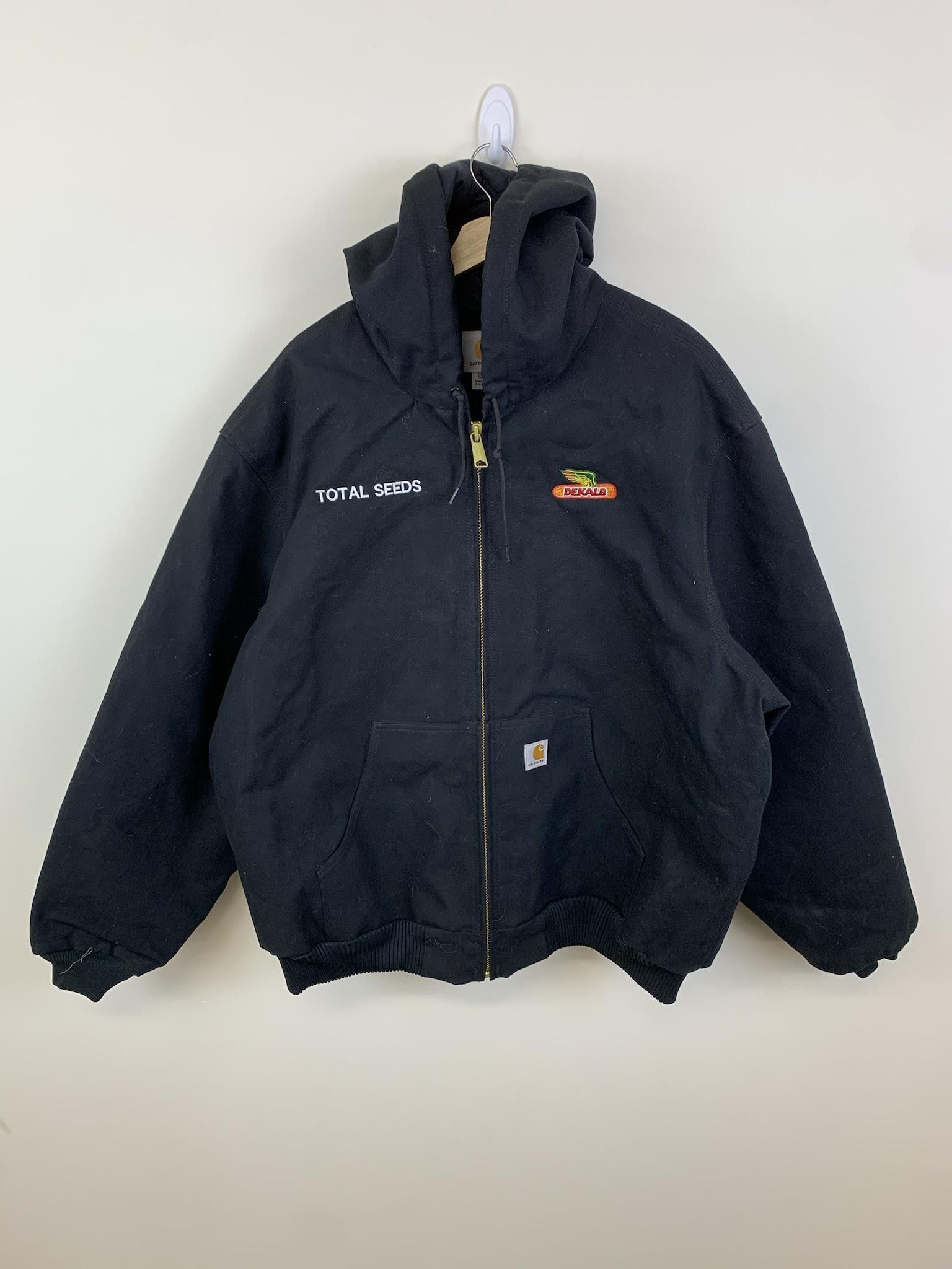 image of Vintage Carhartt Hooded Active Work Jacket in Black, Men's (Size 2XL)