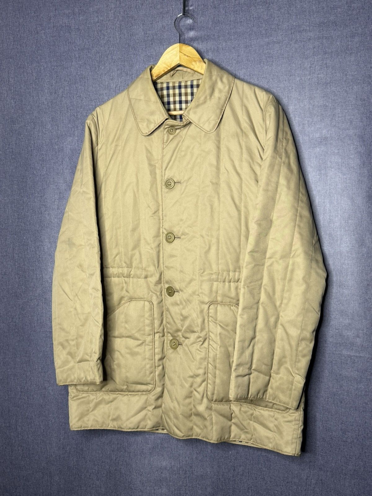 Aquascutum Aquascutum Quilted Jacket Beige Check Lining Vintage Mens Size US L / EU 52-54 / 3 - 2 Thumbnail