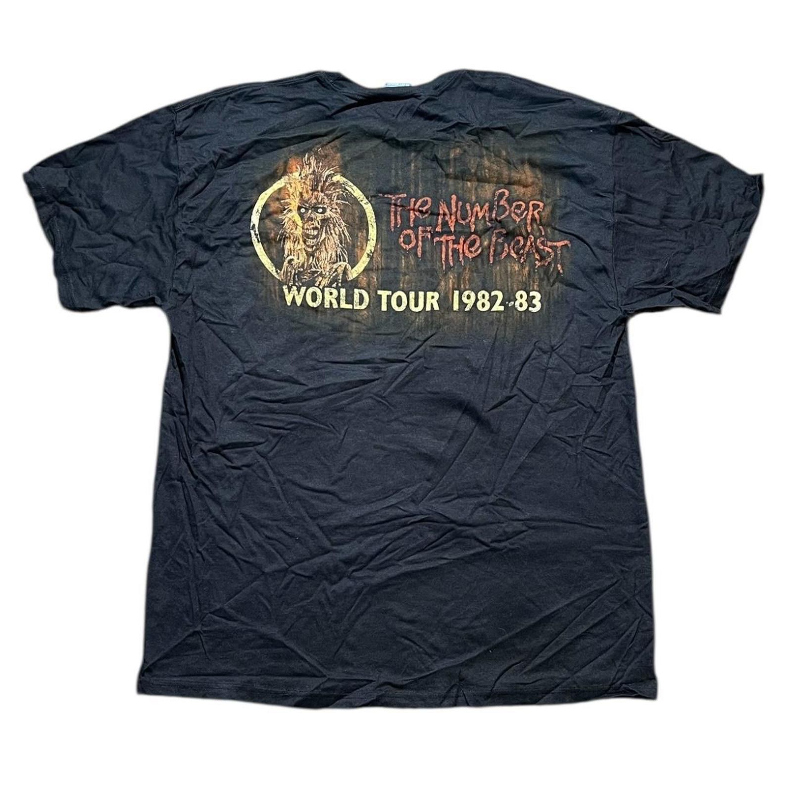 Hanes Vintage Iron Maiden The Number Of the Beast 2008 T-shirt Size US XL / EU 56 / 4 - 2 Thumbnail