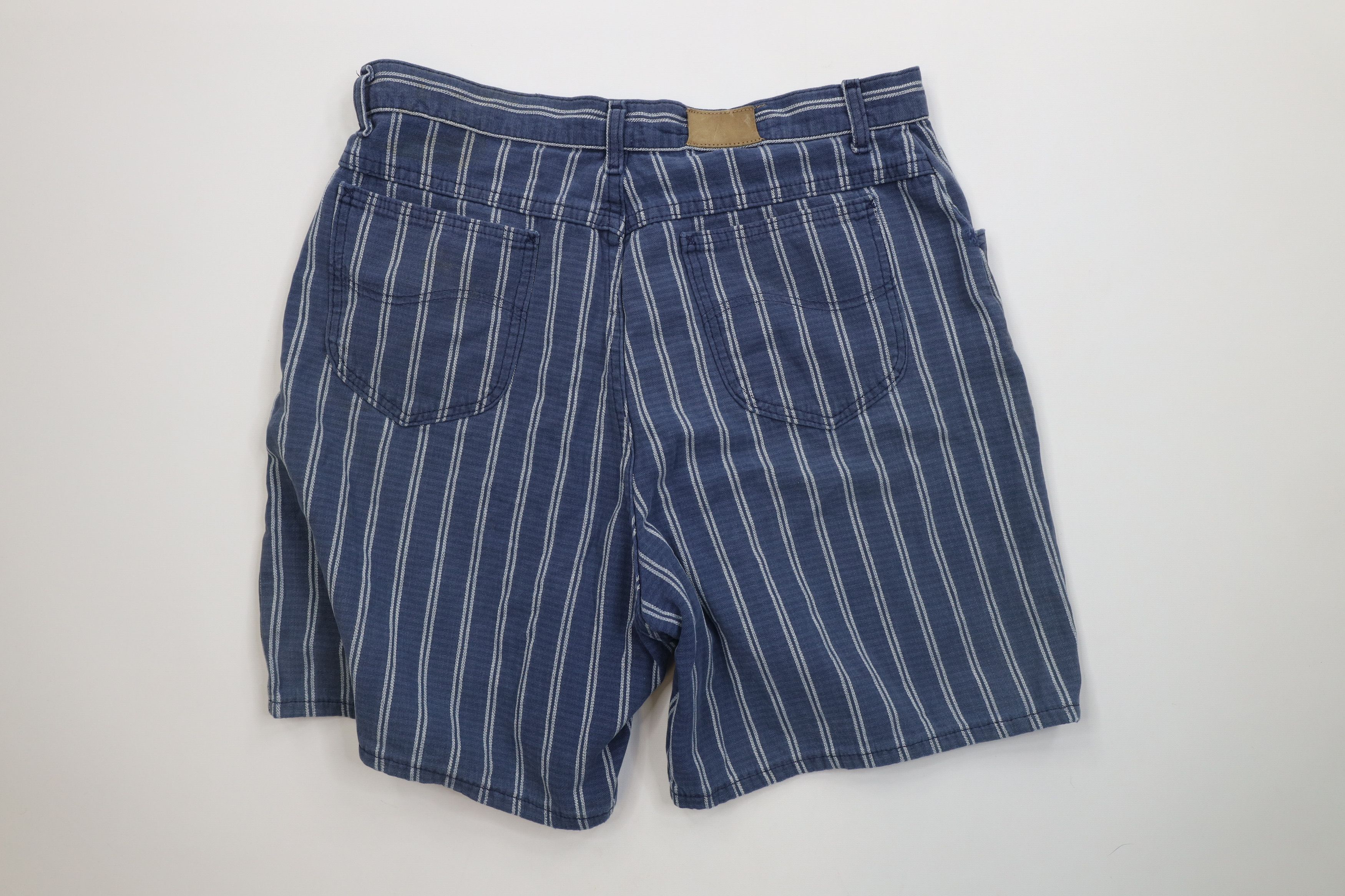 Lee Vintage 90s Lee Striped Above Knee Denim Jean Shorts Blue Size US 34 / EU 50 - 10 Thumbnail