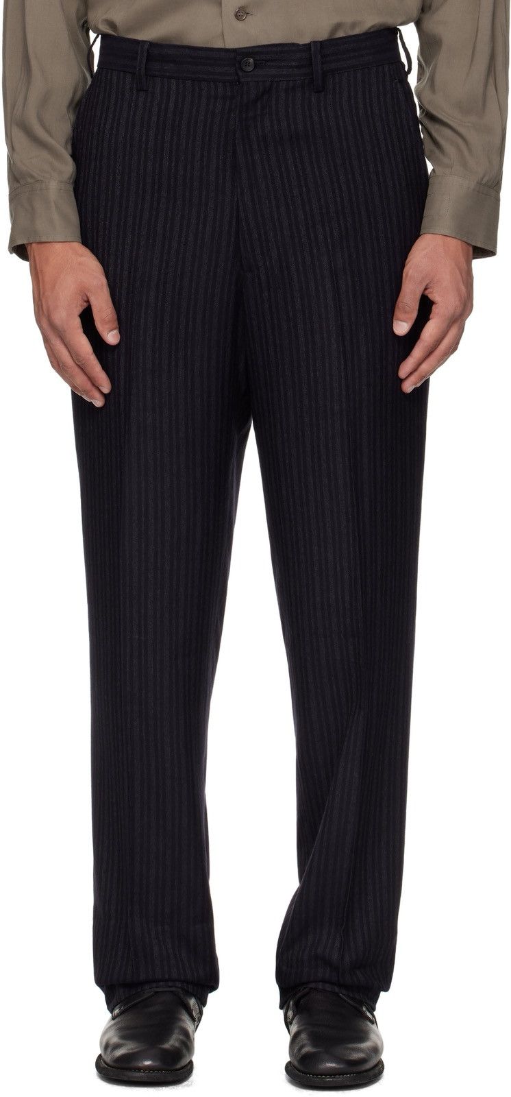 Yohji Yamamoto YOHJI YAMAMOTO Black Suit RY Heather ST Flat Trousers Size US 38 / EU 54 - 1 Thumbnail