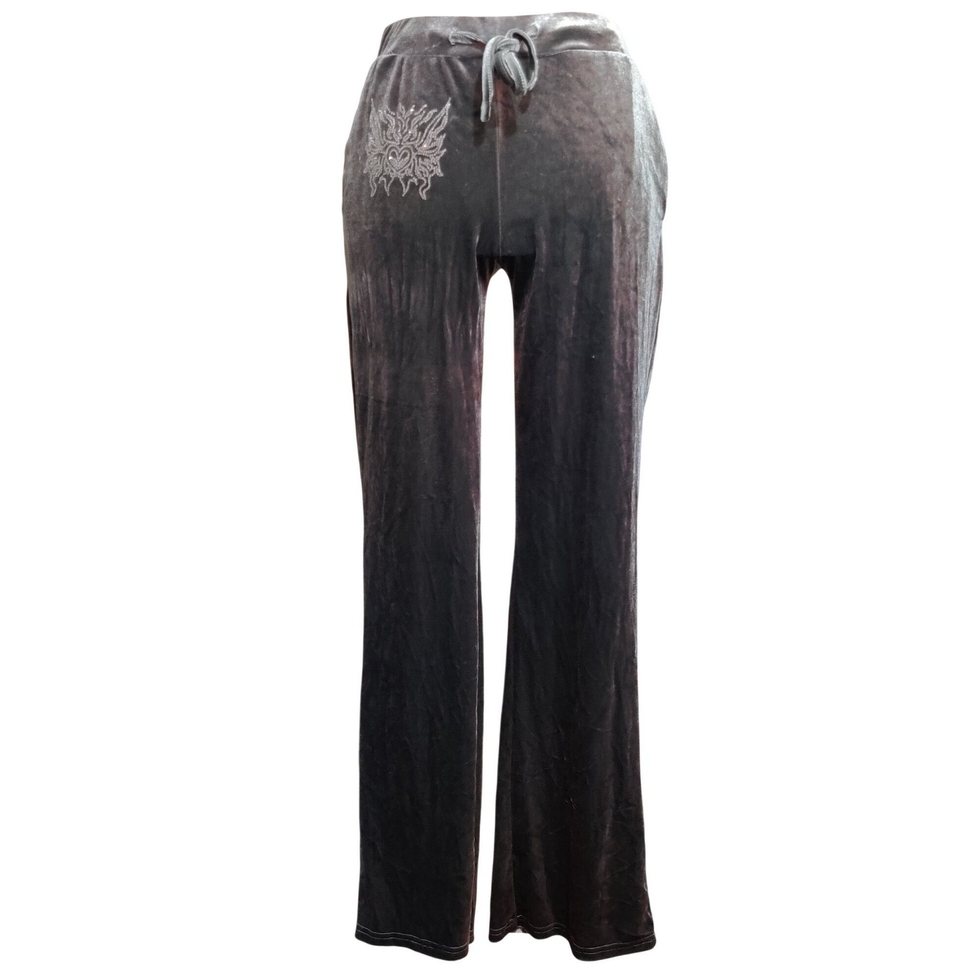 Shein Shein M 6 Womens Gray Velour Flare Pants Drawstring Stretch Size 28" / US 6 / IT 42 - 10 Thumbnail