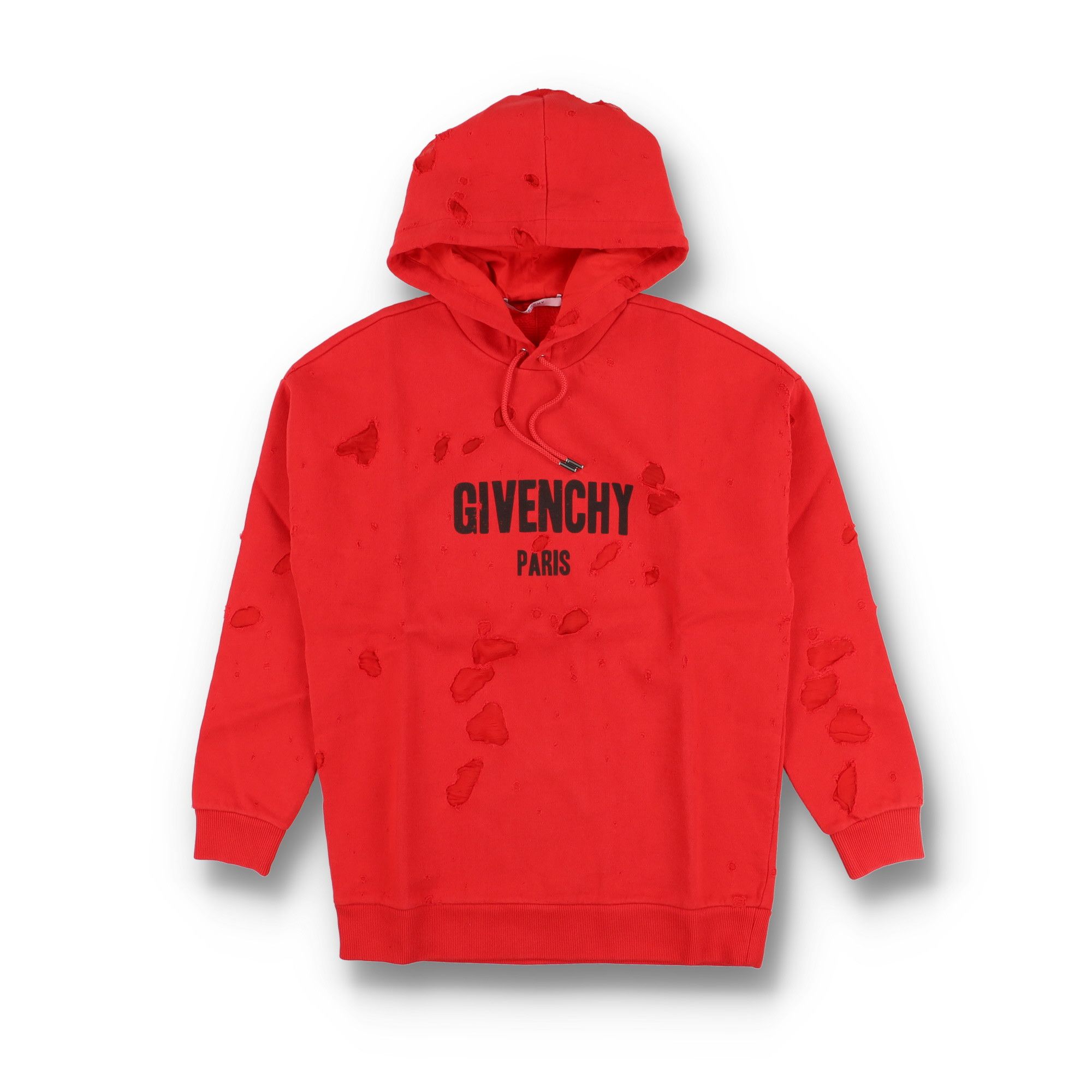 Givenchy Red Destroyed Logo Oversized Hoodie Size S / US 4 / IT 40 - 1 Thumbnail