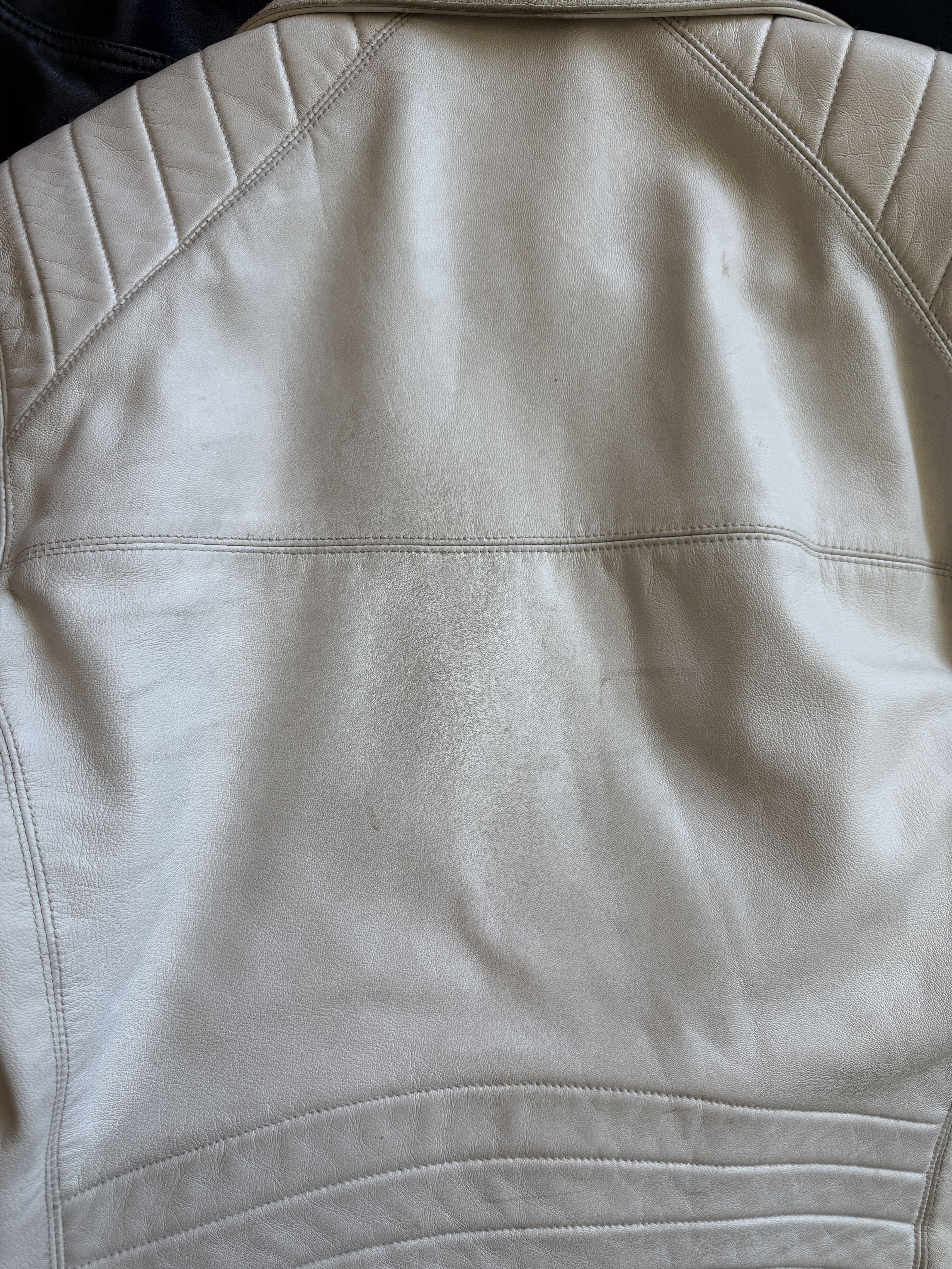 Blk Dnm BLK DNM Leather Jacket 5 Cream Vintage Lindeberg Era Moto Size US M / EU 48-50 / 2 - 8 Thumbnail