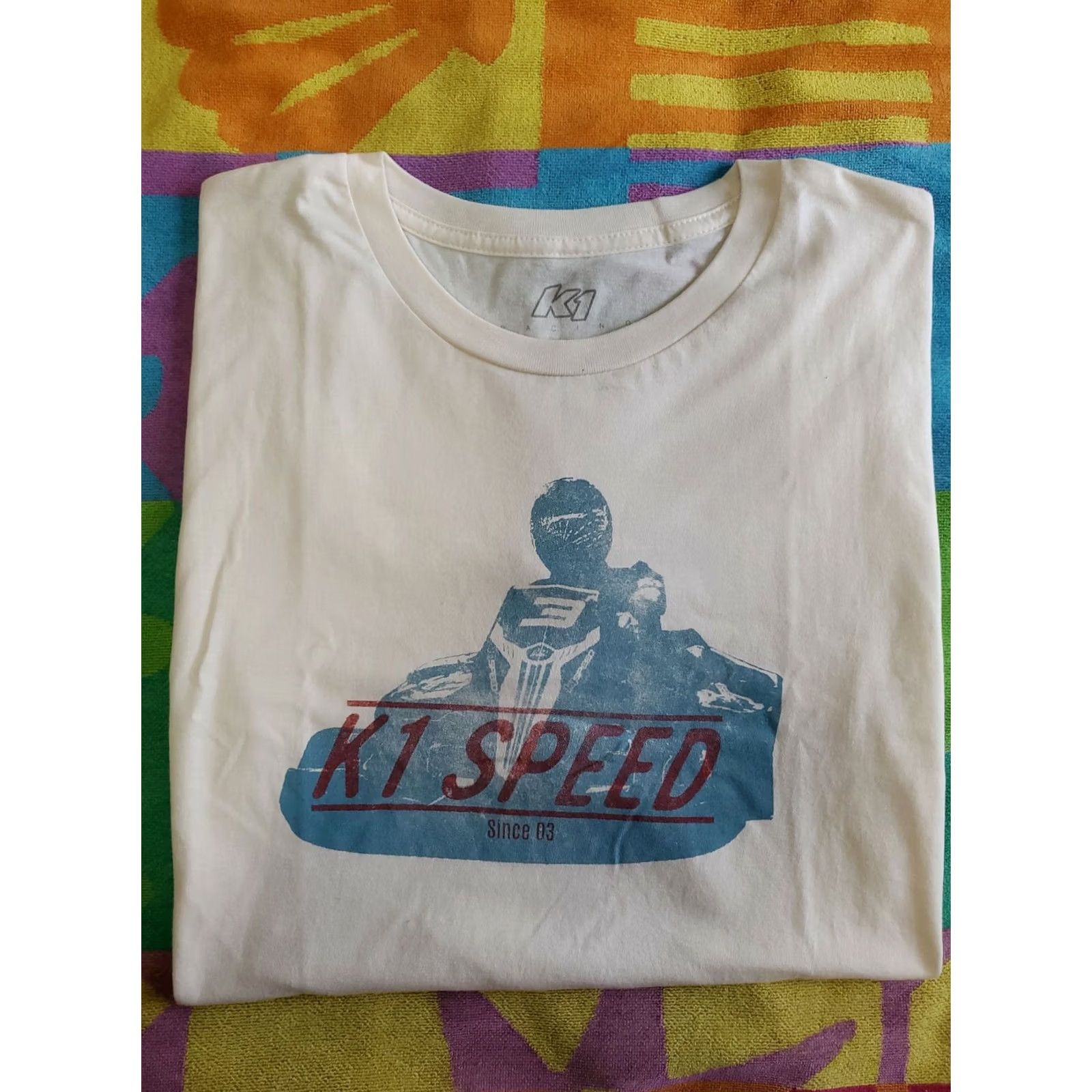 Speedo K1 SPEED RACING Short Sleeve Tshirt Sz Medium Man Cream Graphic Print Crew Neck Classic Fit T-Shirt Size US M / EU 48-50 / 2 - 2 Thumbnail