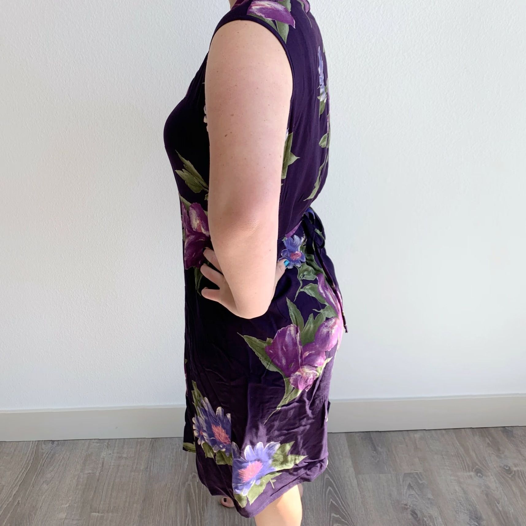 Vintage Caribou Dress Purple Floral Rayon Vintage 1990s Shift M Womens Size Medium Size M / US 6-8 / IT 42-44 - 2 Thumbnail