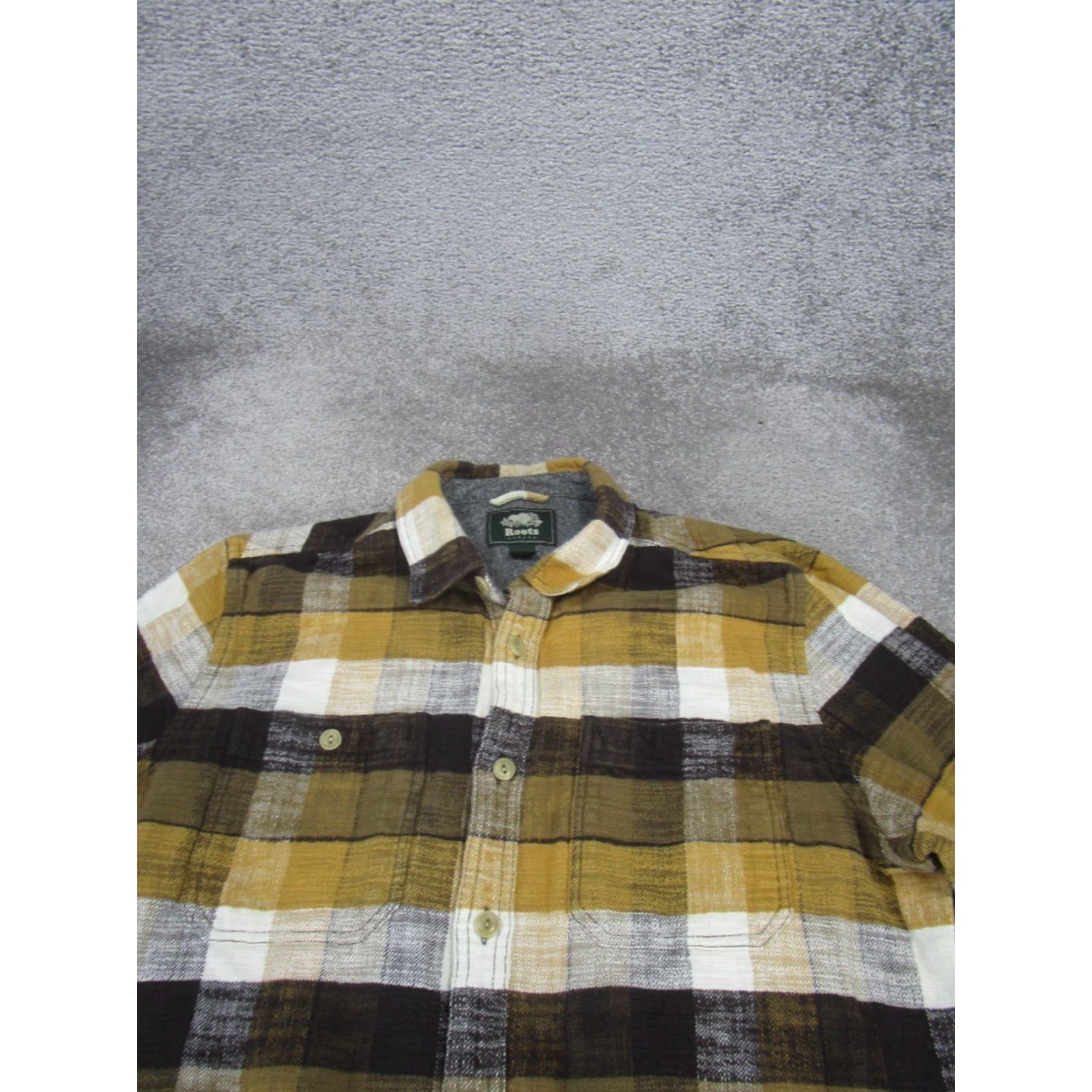 Roots Roots Mens Large Beige Plaid Button-Up Flannel Shirt Size US L / EU 52-54 / 3 - 2 Thumbnail