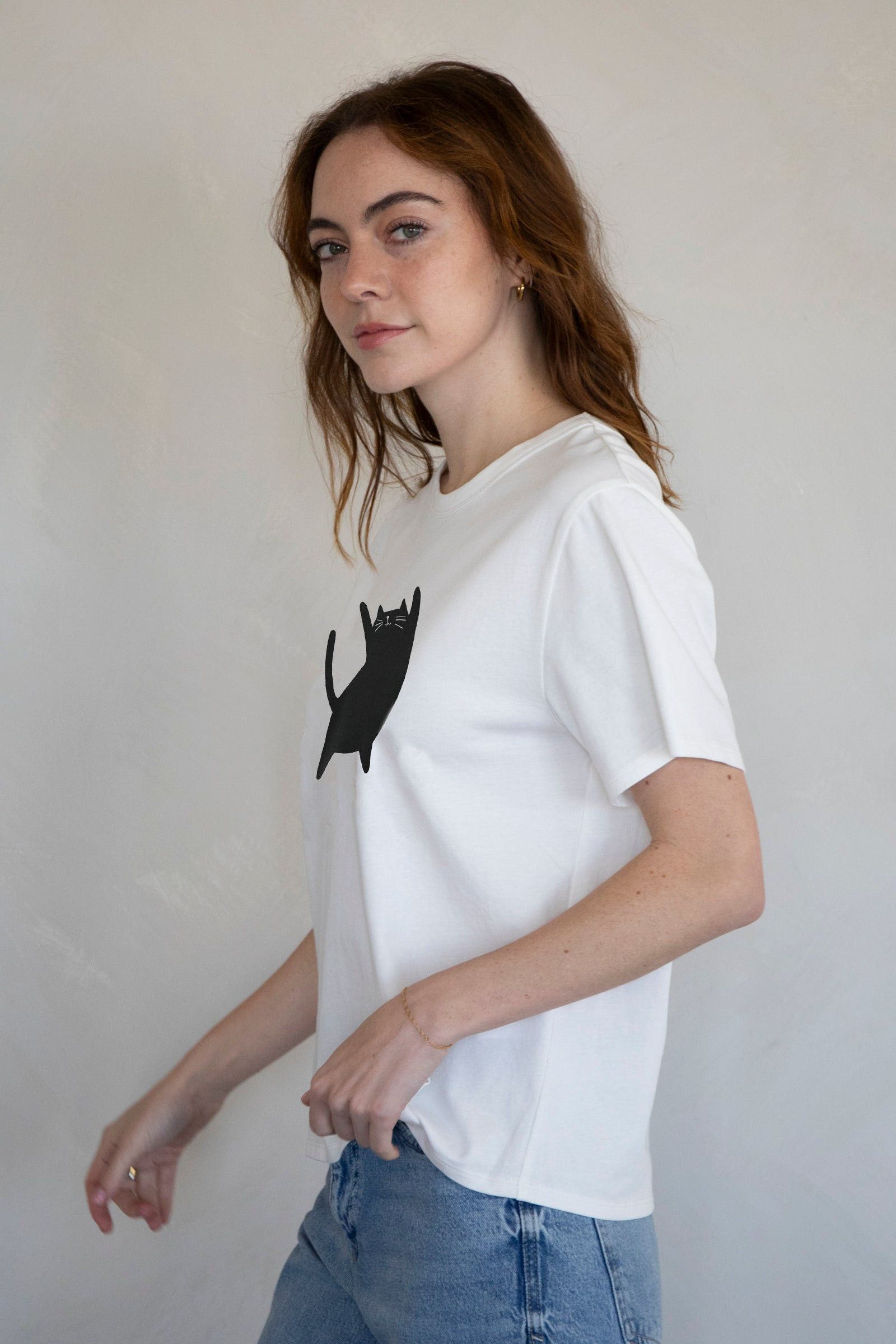Designer × Vintage Big Stretch in Black Tee | Minimal Graphic T-Shirt Size M / US 6-8 / IT 42-44 - 4 Thumbnail