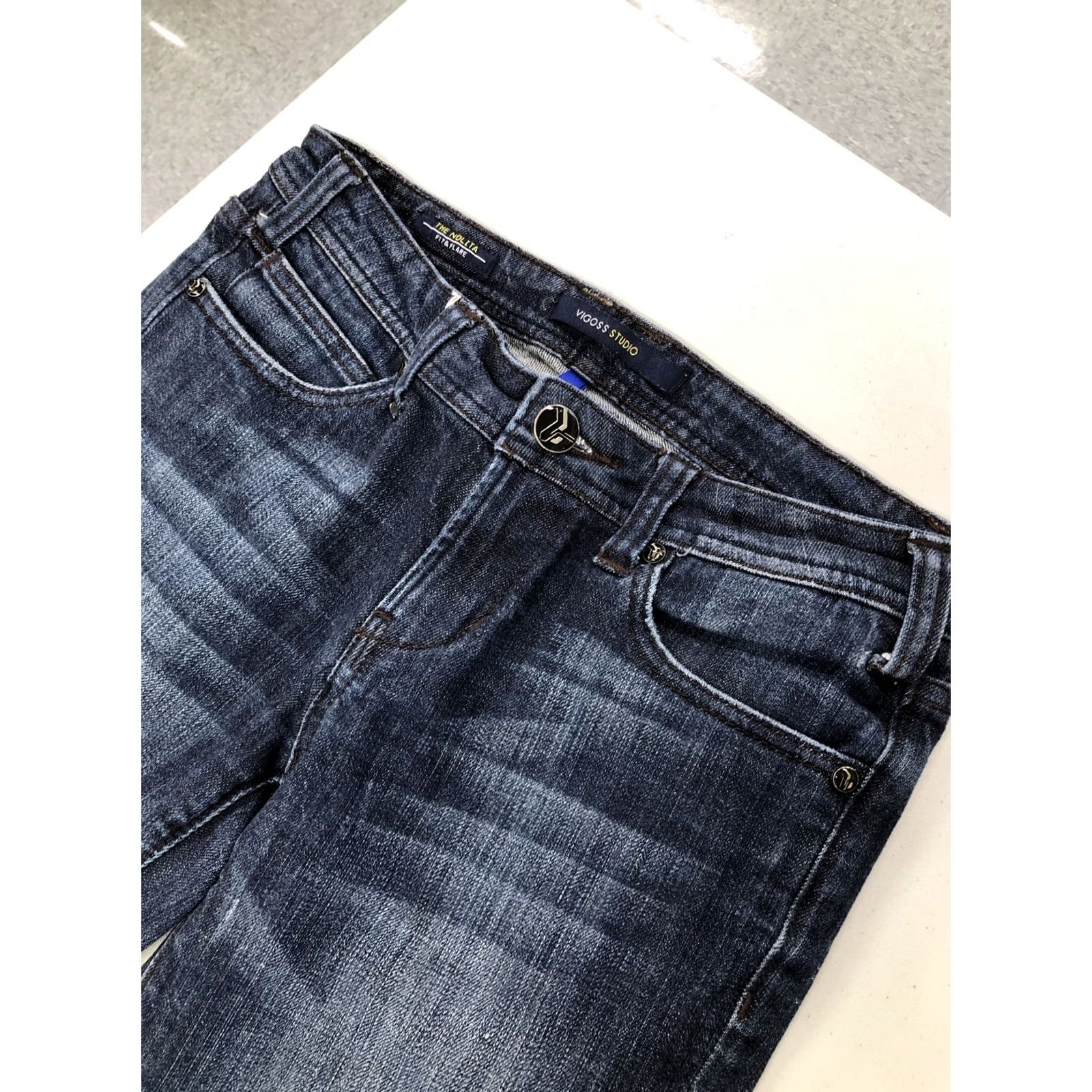 Vintage VIGOSS Jeans Nolita ii Fit & Flare 30x29 Womens Cotton Dark Blue FlairLadies Size 29" - 6 Thumbnail