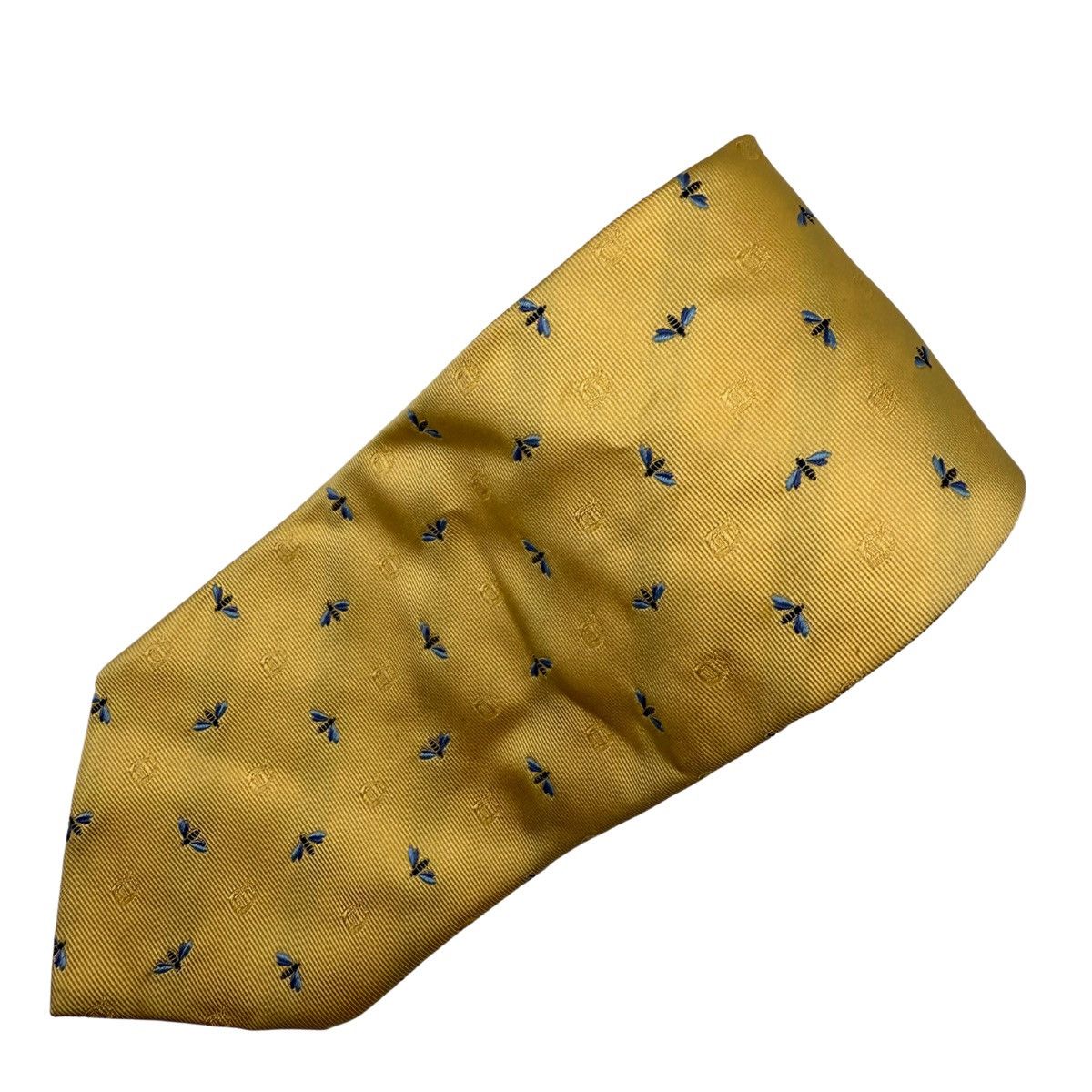 Brooks Brothers Brooks Brothers Silk Tie, Yellow with Blue Bees, Made in USA Size ONE SIZE - 2 Thumbnail