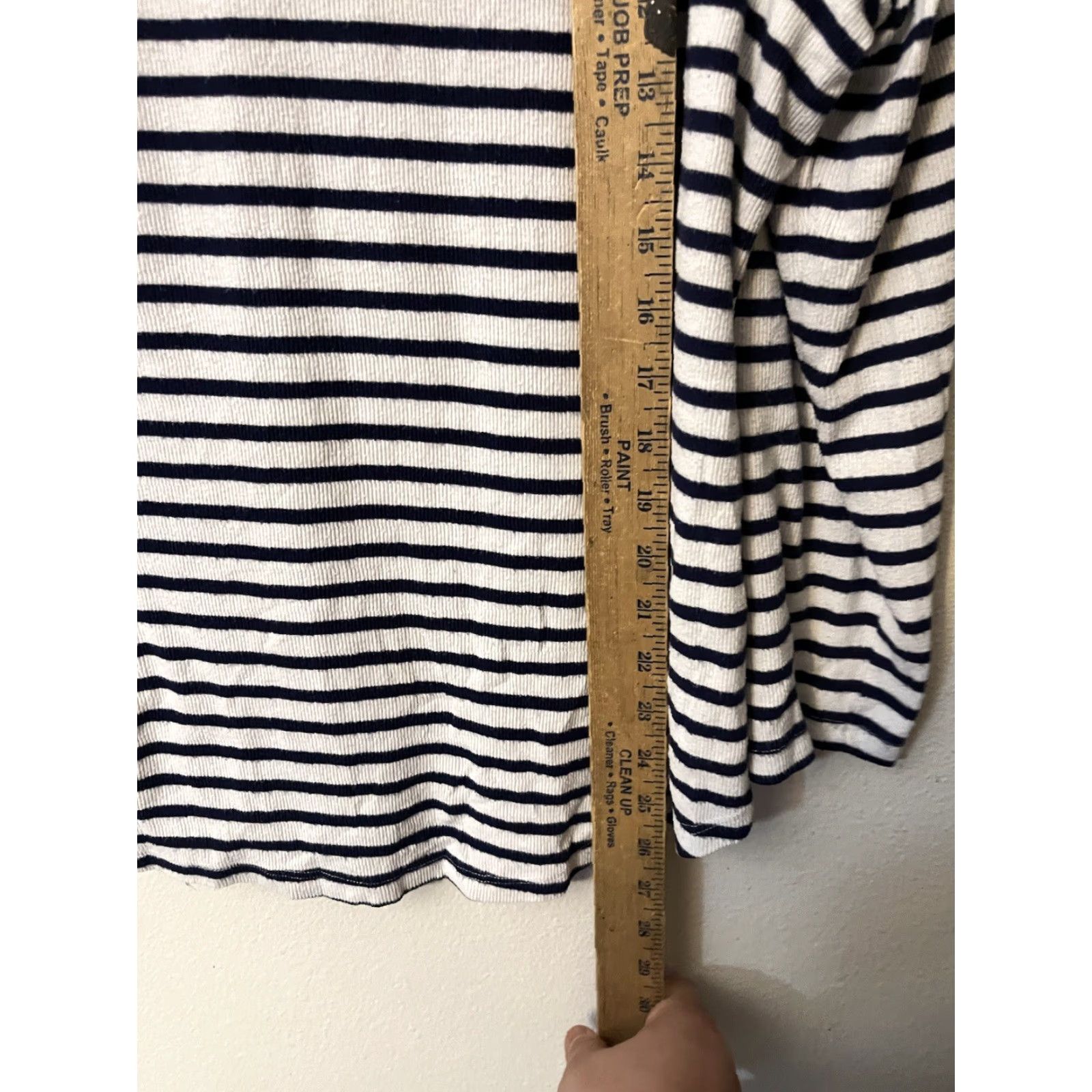 Old Navy Old Navy Henley Long Sleeve 2XL 100% Cotton White Blue Striped Women Shirt Size XXL / US 16-18 / IT 52-54 - 4 Thumbnail