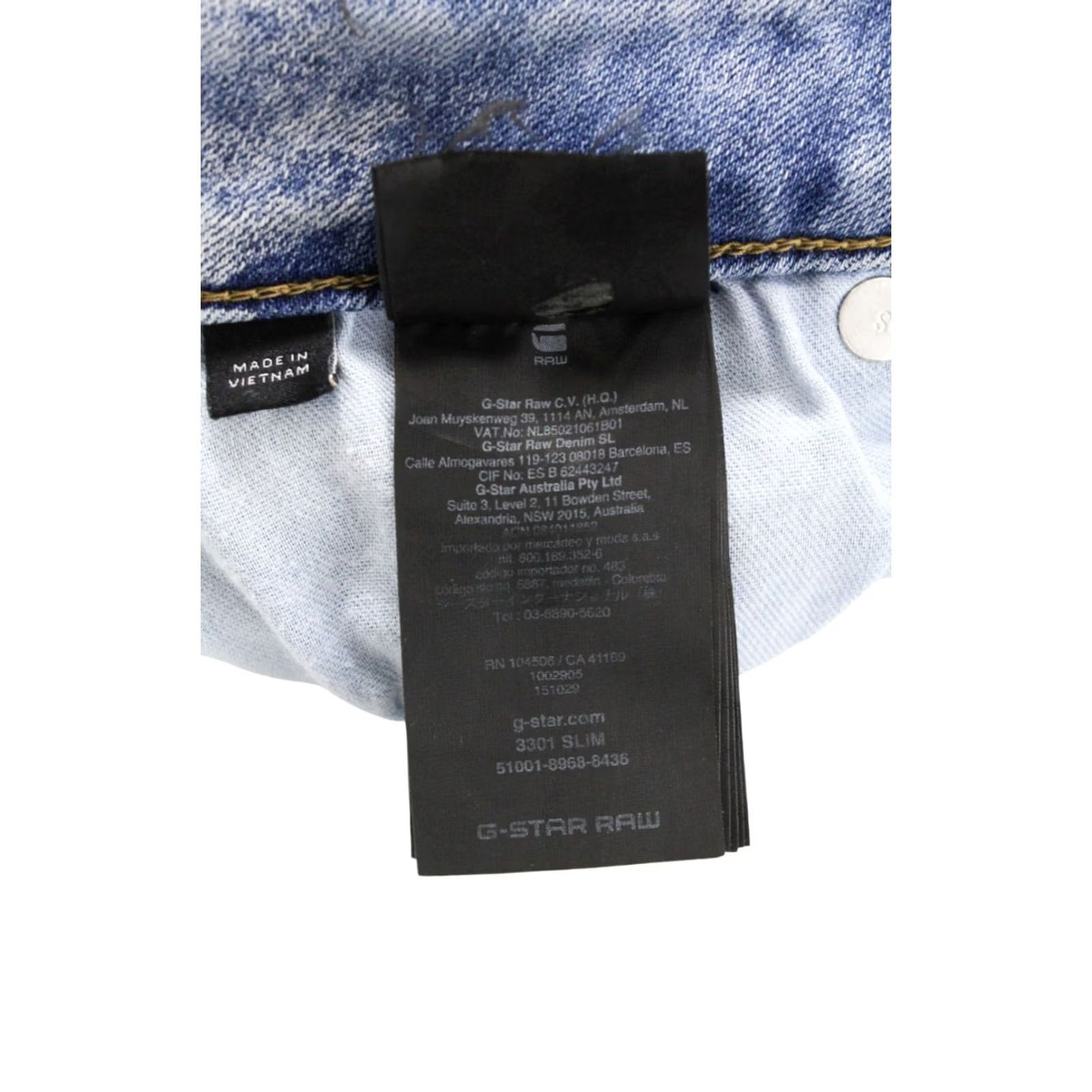 G-Star G-Star 3301 Slim Jeans Men's W28/L32 Blue Stretch Buttoned Whiskers Faded Jeans Size US 28 / EU 44 - 6 Thumbnail