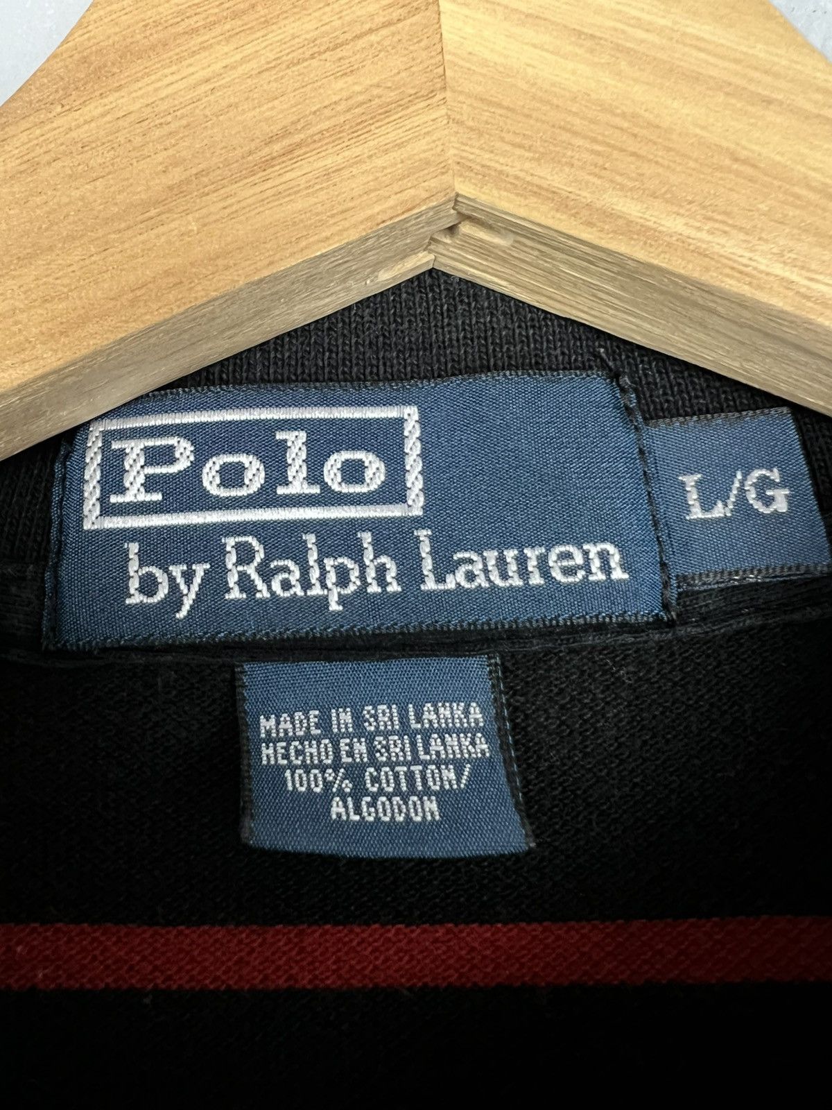 Polo Ralph Lauren × Vintage Polo Ralph Lauren t shirt striped black/red Size US L / EU 52-54 / 3 - 4 Thumbnail