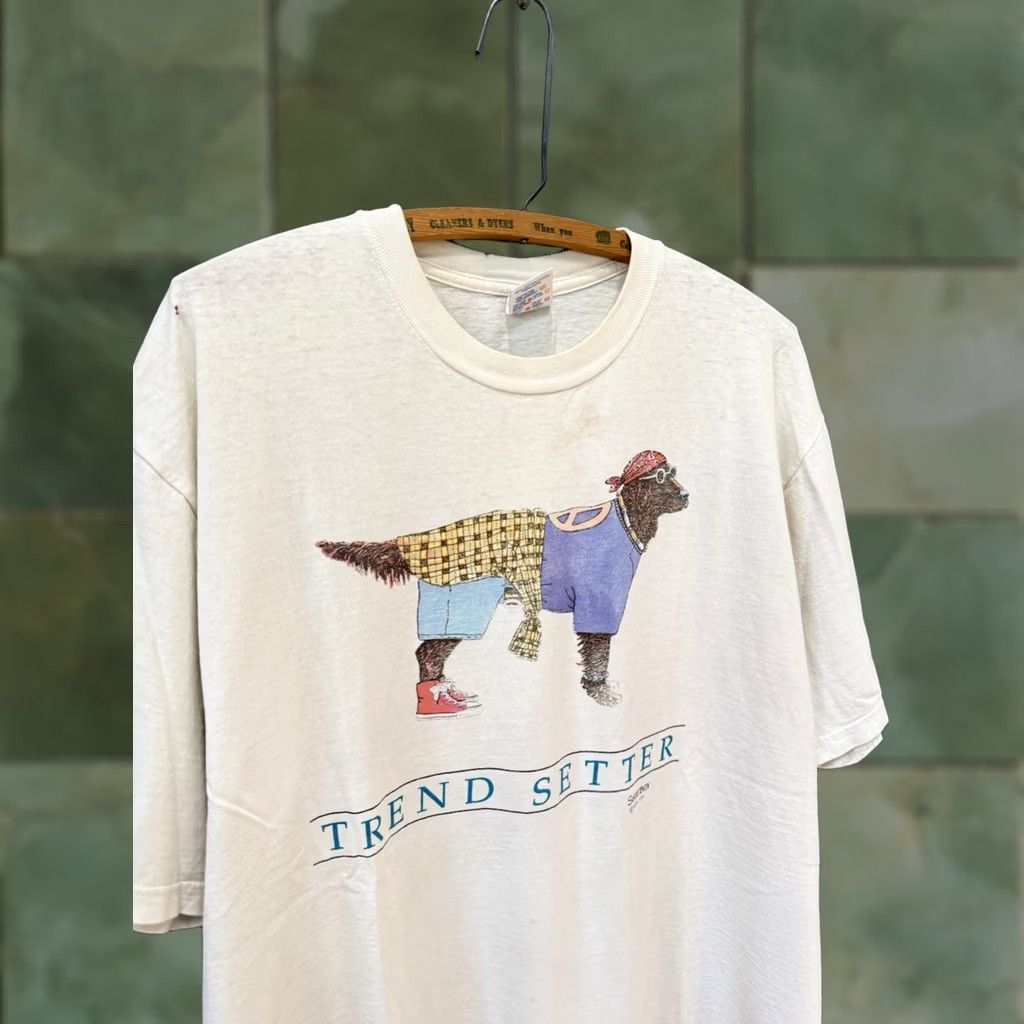 Jerzees VINTAGE 90s Jerzees T-Shirt Dog Trend Setter Shoe Box Graphics White XL Mens Shirt XXl? Size US XL / EU 56 / 4 - 1 Thumbnail