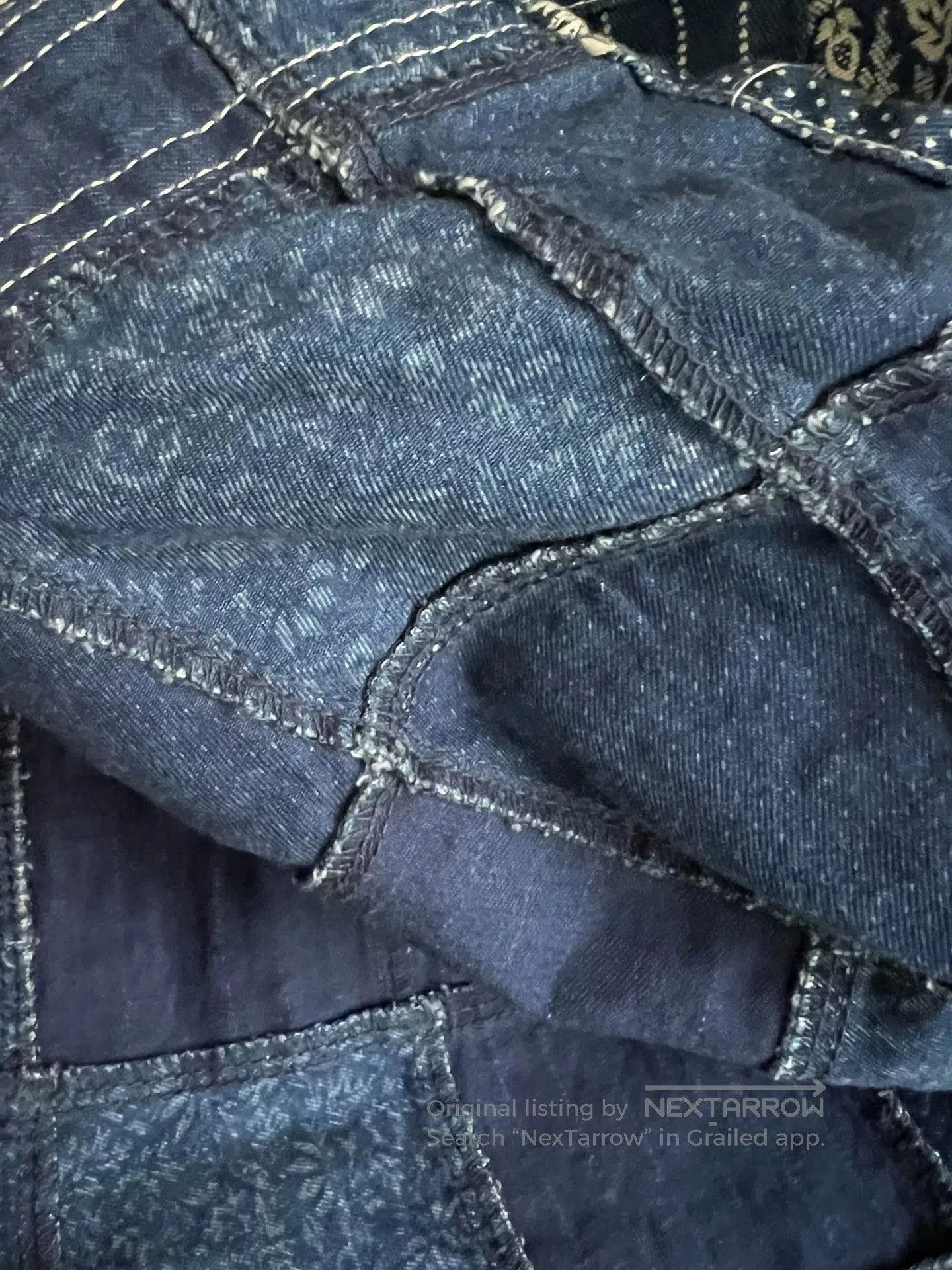 Japanese Brand blue patchwork shirt with traditional dyeing. Size US L / EU 52-54 / 3 - 6 Thumbnail
