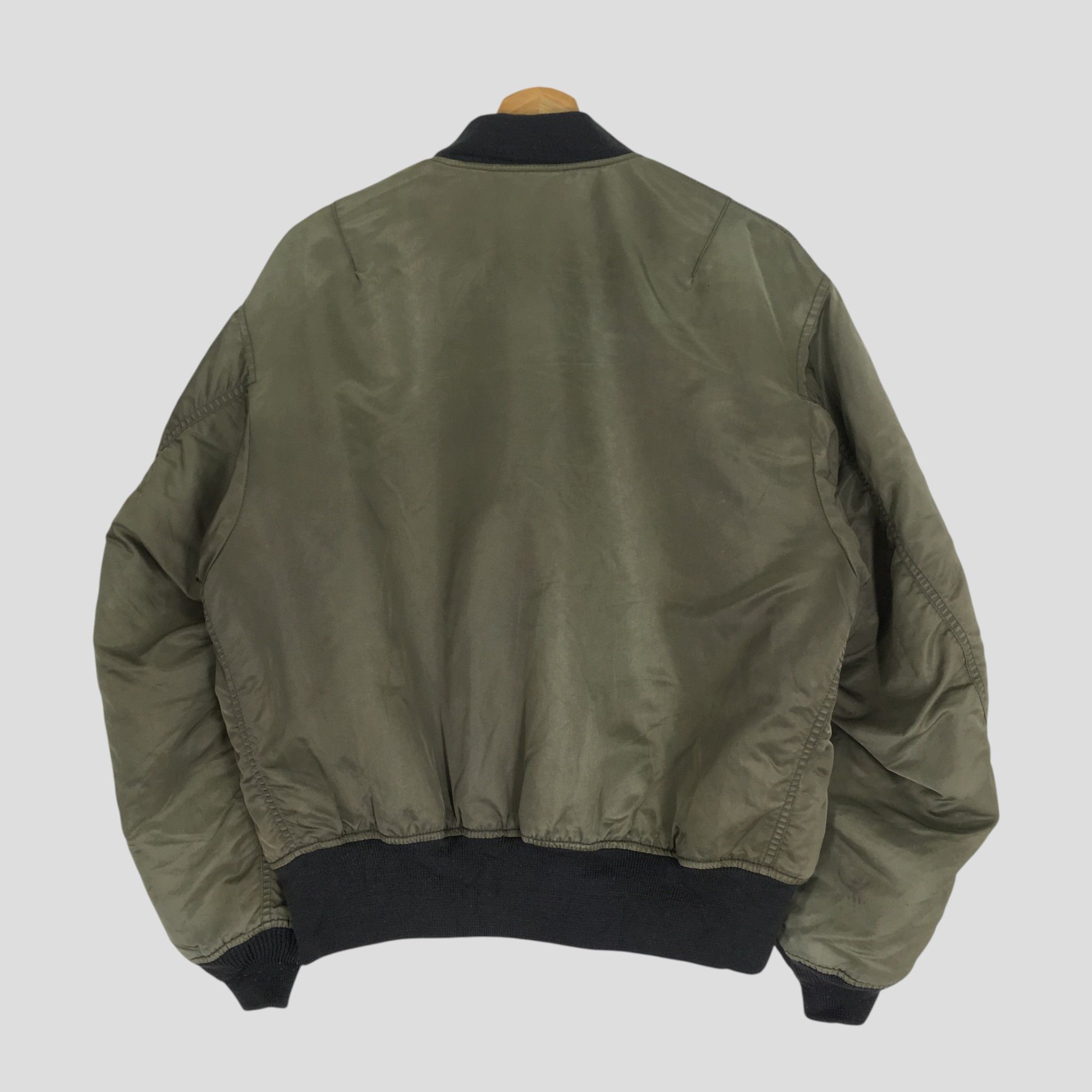 Japanese Brand Vintage 90's Lucky Strike Olive Green MA-1 Bomber Jacket Size US L / EU 52-54 / 3 - 3 Thumbnail