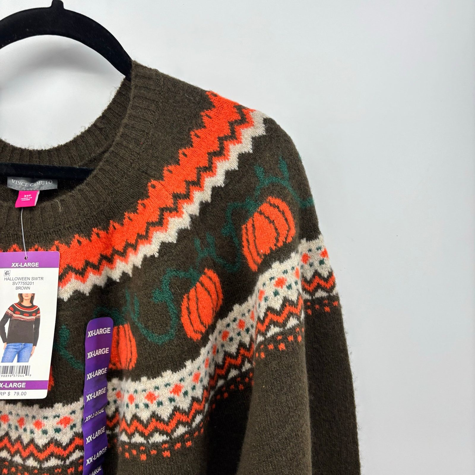 Vince Camuto Vince Camuto Womens Size XXL Thanksgiving Pumpkin Fair Isle Size XXL / US 16-18 / IT 52-54 - 14 Thumbnail