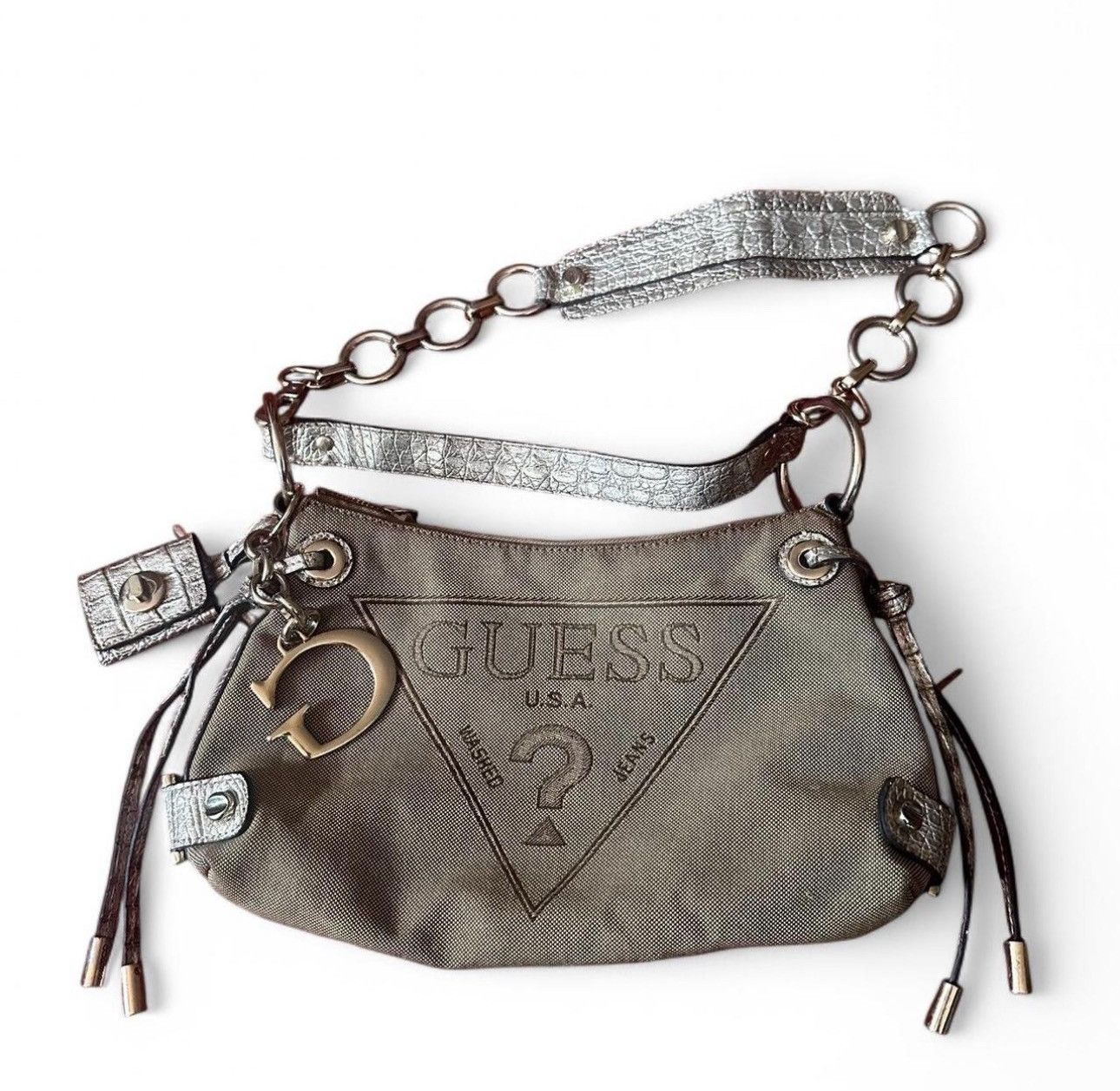 Guess Big Usa Logo Baguette Bag in Brown, Women's