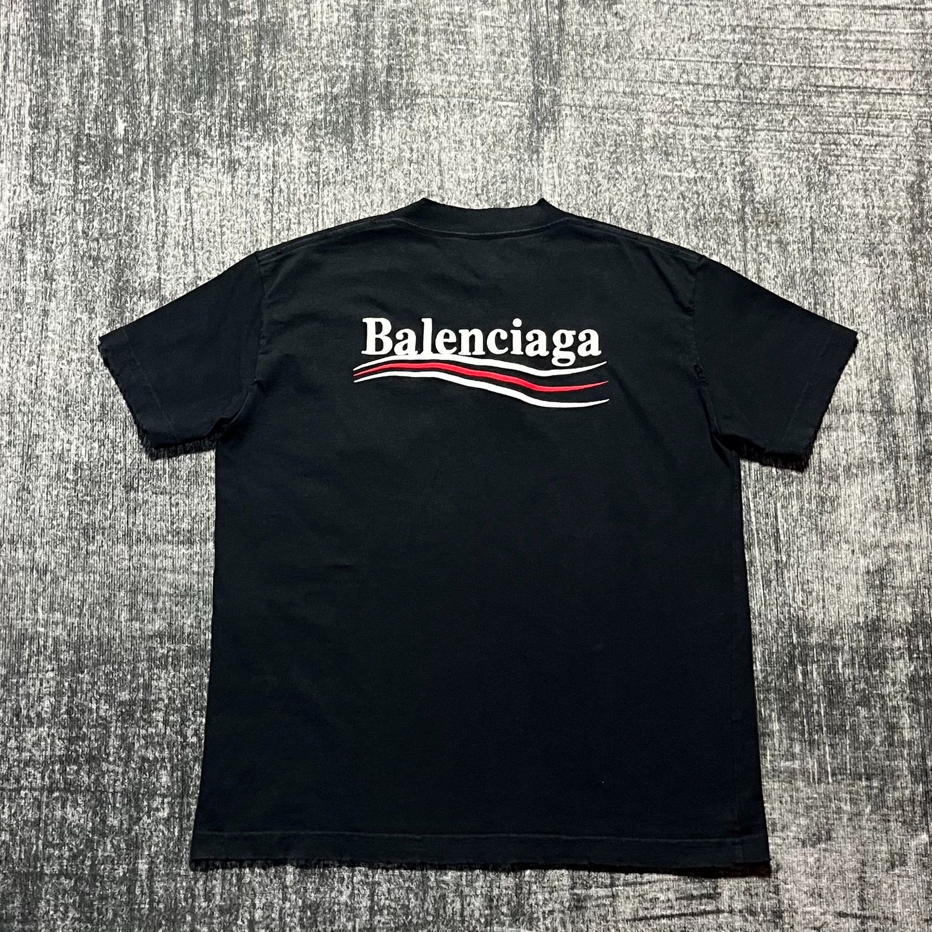 Balenciaga Balenciaga Black Pierced Embroidered Wave Cola Short sleeved T-shirt Size US XL / EU 56 / 4 - 1 Thumbnail