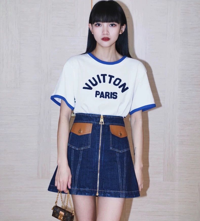 Louis Vuitton Louis Vuitton 23 Dark Blue Worn Cotton Casual Zip Denim Sk Size 33" - 9 Thumbnail