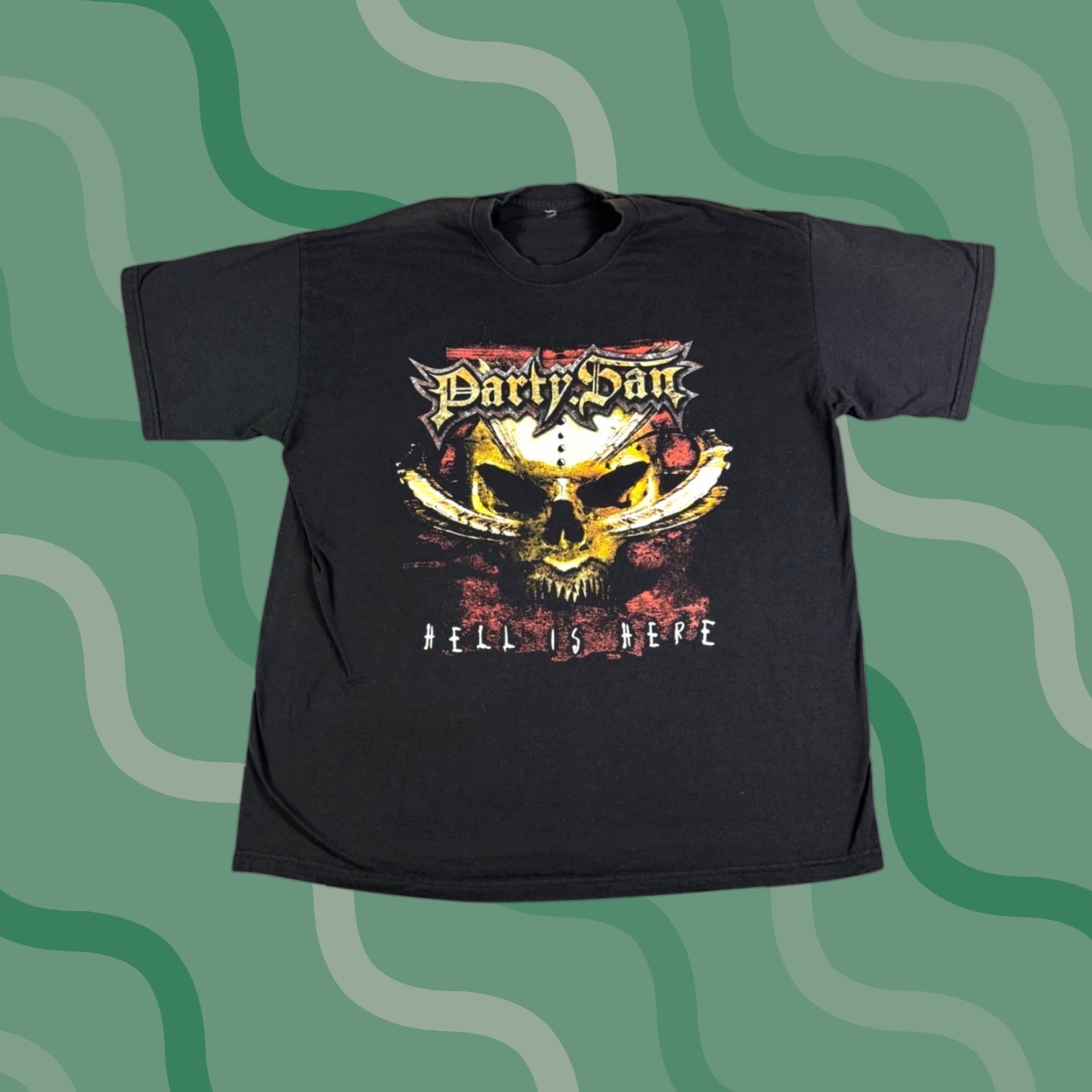 Hereu VINTAGE Party San T-Shirt Men XL Black Graphic Print Crew Neck Short Sleeve 2000s 2004 Germany Tour Tee Guitar Punk Gothic Logo Fan Merch Size US XL / EU 56 / 4 - 1 Thumbnail