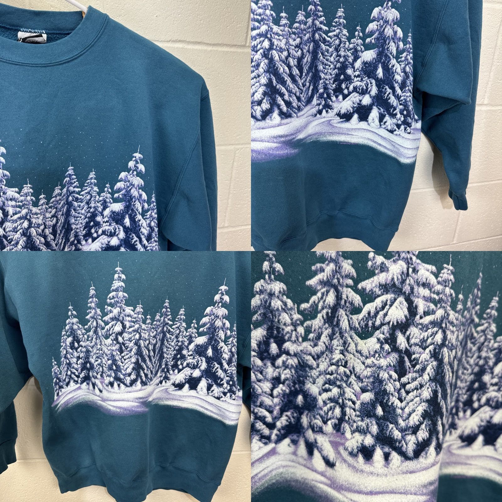 Altea VINTAGE Signal Sport All Over Print Snow Forest Nature Sweatshirt XL Teal Blue Size US XL / EU 56 / 4 - 8 Thumbnail