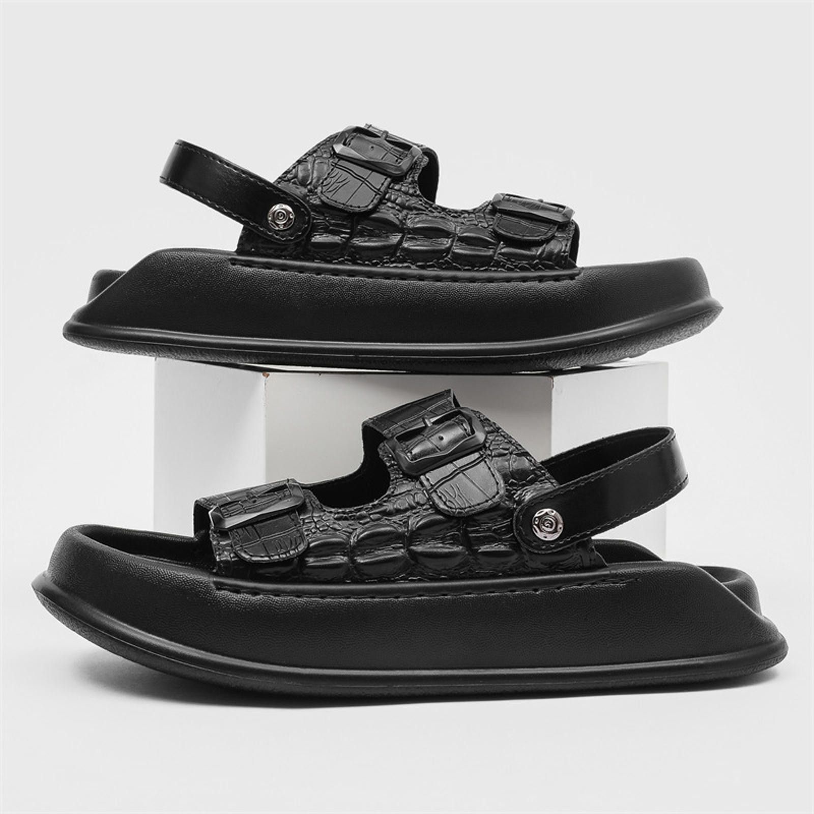 Other Stylish Black Crocodile Pattern Sandals Size US 9 / EU 42 - 5 Thumbnail
