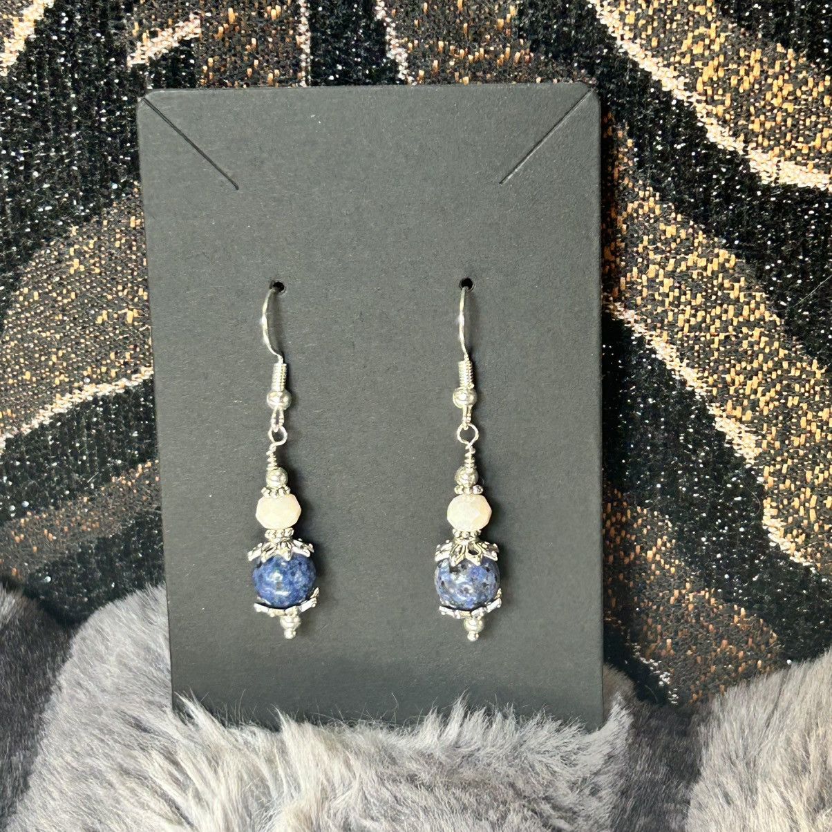 Handmade Handcrafted elegant bead capped sodalite faceted earrings Size ONE SIZE - 3 Thumbnail