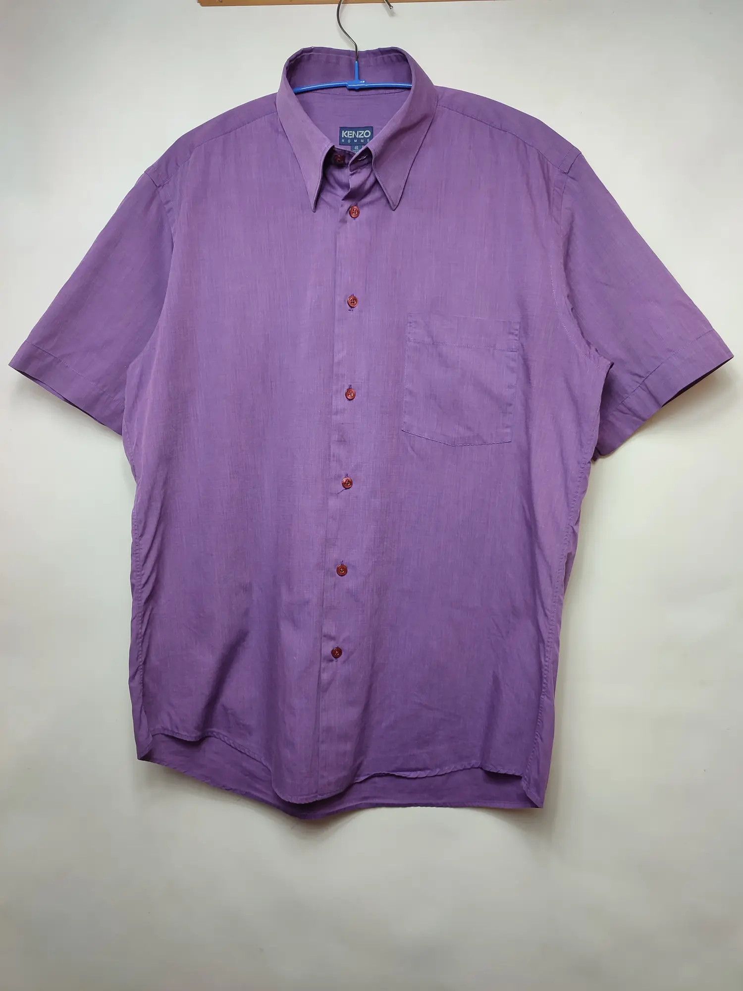 Designer × Kenzo × Vintage Kenzo Homme Purple Short sleeve button shirt Size US M / EU 48-50 / 2 - 8 Thumbnail