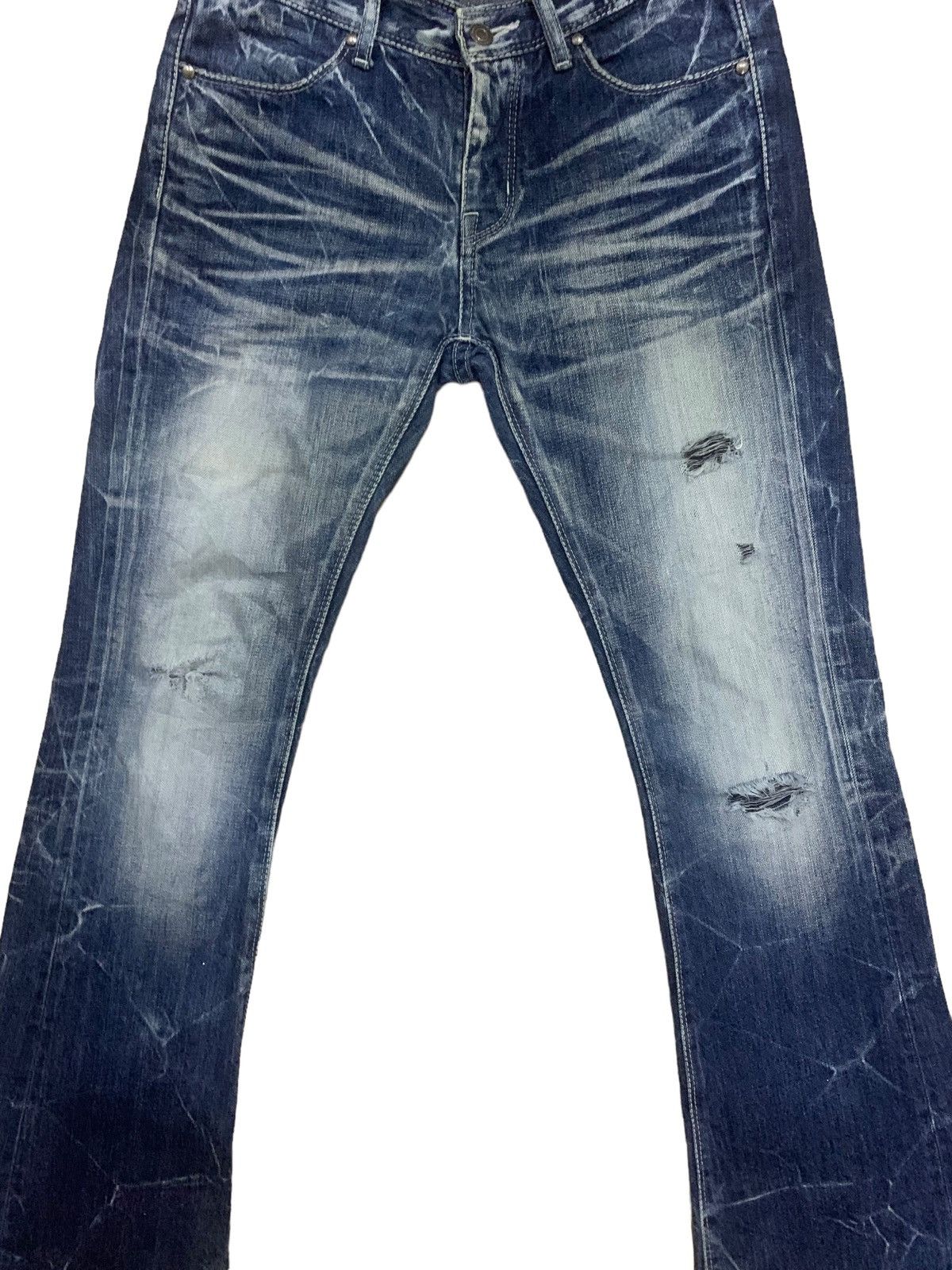 GOSTAR DE FUGA × Japanese Brand 🔥Flare🔥 Vintage Gostar De Fuga Distress Button Fly Jean Size US 31 - 8 Thumbnail