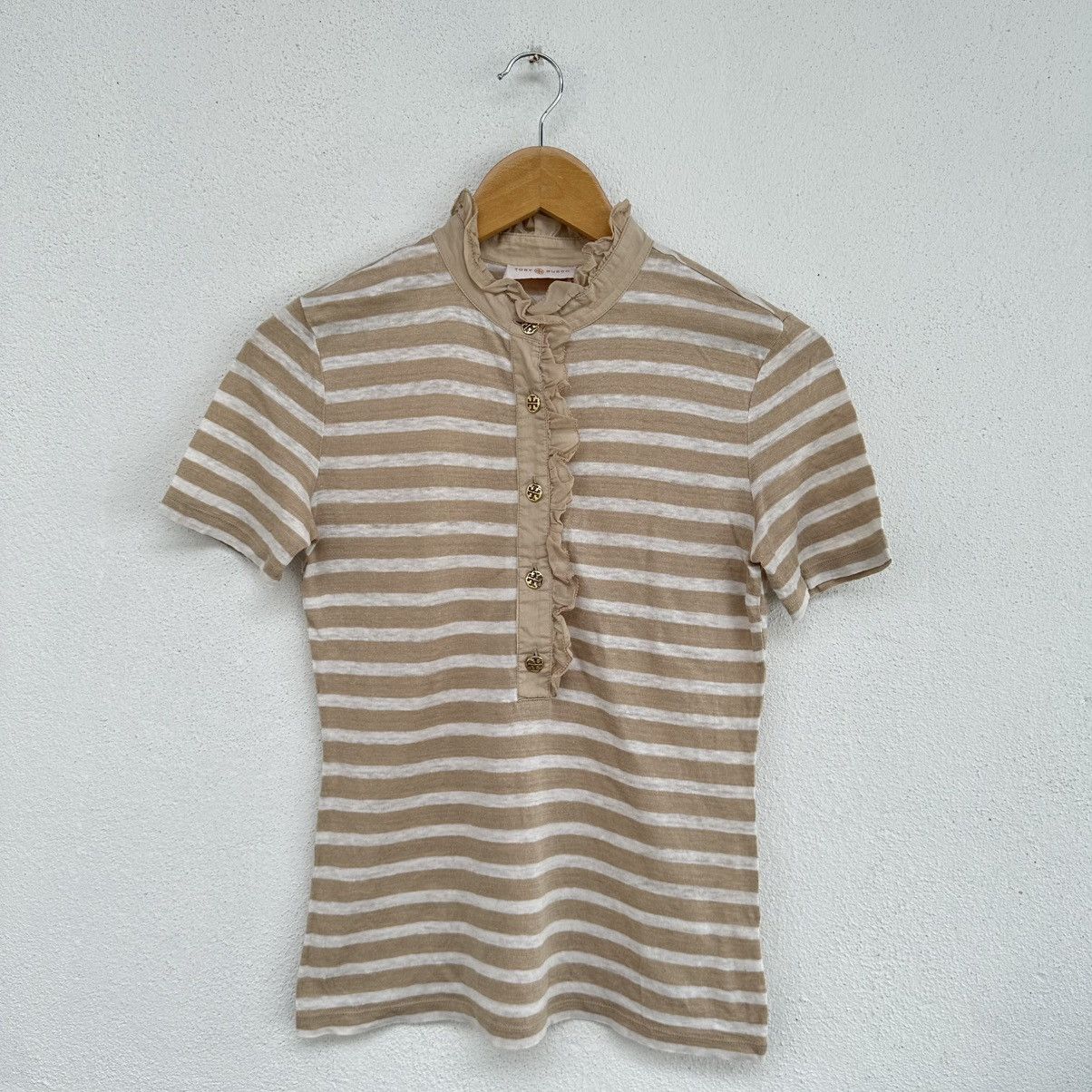 Tory Burch Tory Burch Laces Stripe Gold Button Up Size XS / US 0-2 / IT 36-38 - 1 Thumbnail