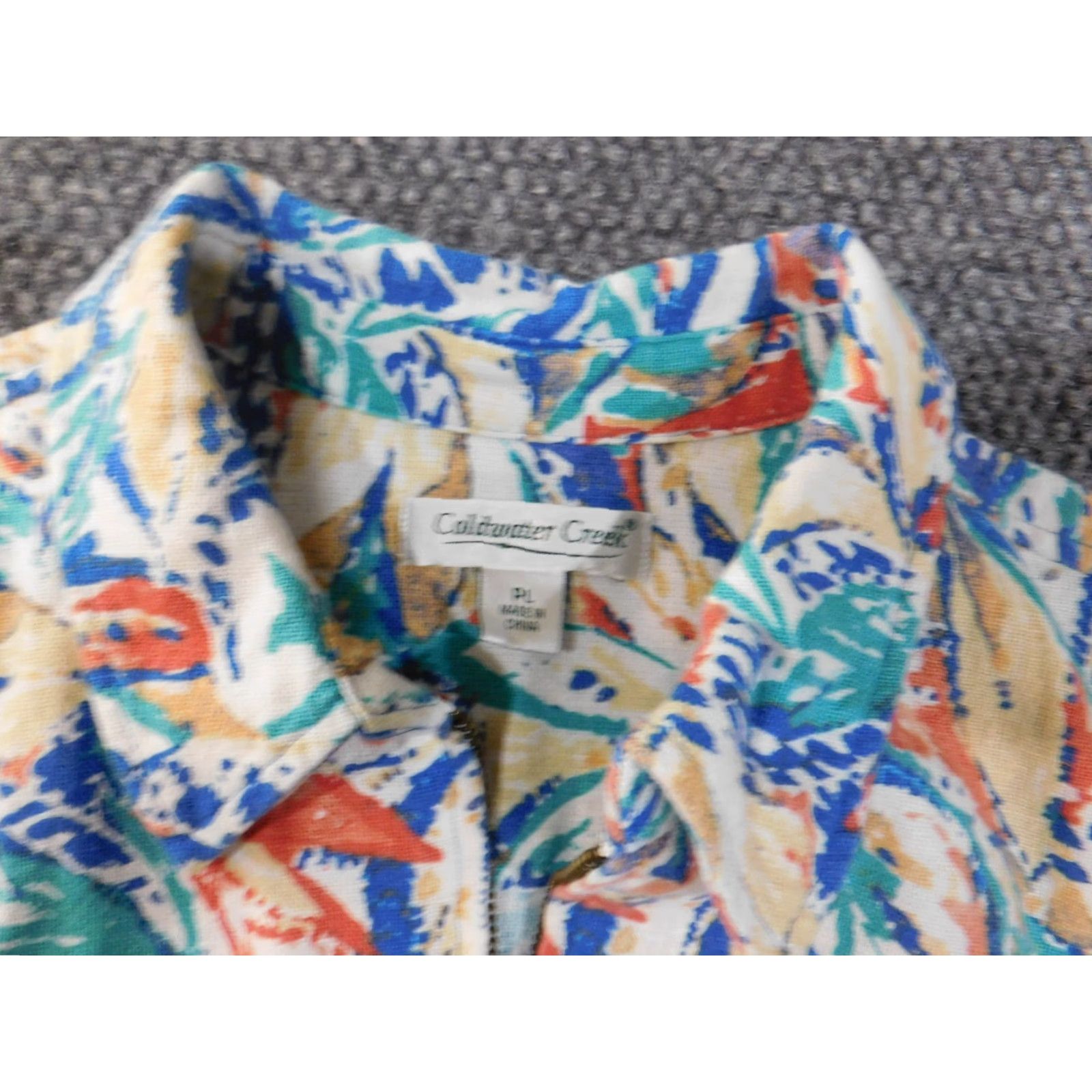 Coldwater Creek Coldwater Creek Jacket Woman Petite Large Blue Floral Zip Linen Rayon Embroidered Linen Lining Casual 2020s Womens Jacket Size L / US 10 / IT 46 - 7 Thumbnail