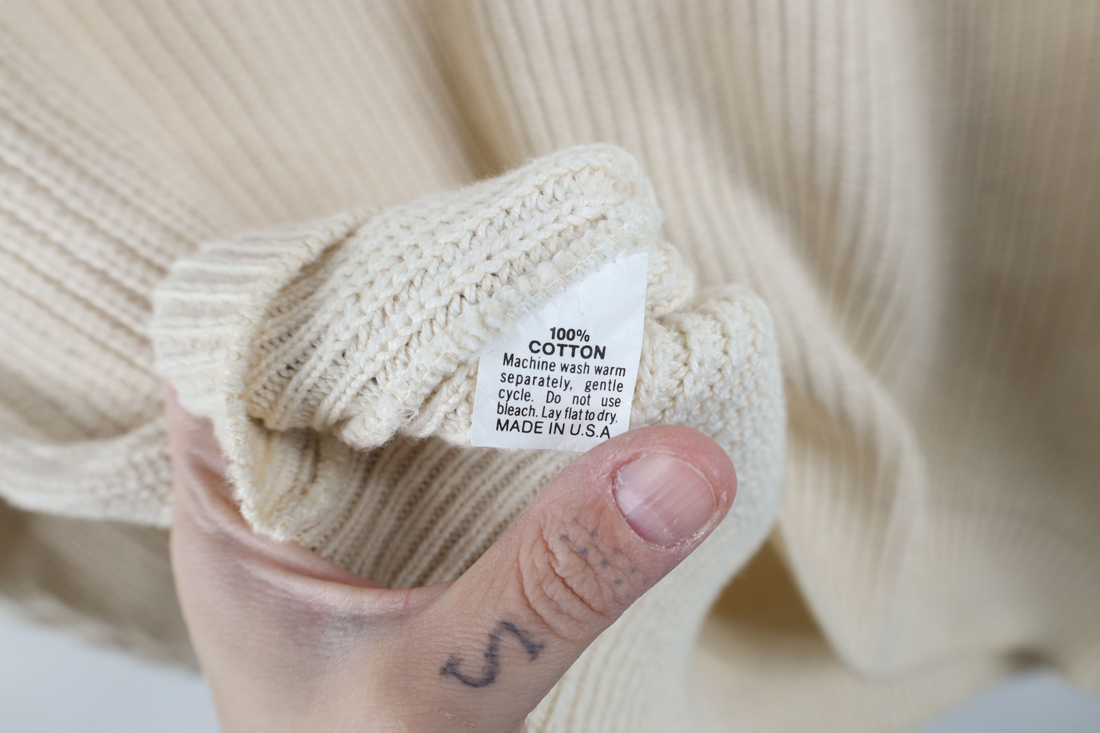 Vintage Vintage 80s 90s Streetwear Ribbed Knit Sweater BeigeUSA Size US XL / EU 56 / 4 - 11 Thumbnail