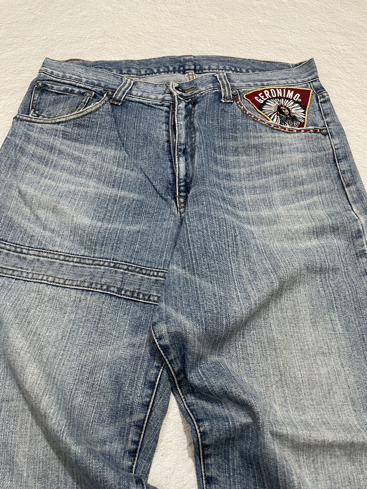 If Six Was Nine × Japanese Brand 2000s Geronimo Baggy Jeans Patch India Size US 33 - 3 Thumbnail