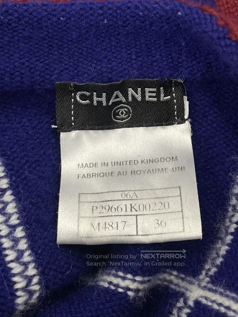Chanel Chanel Blue plaid stitching knitted cardigan long sleeves Size XS / US 0-2 / IT 36-38 - 4 Thumbnail