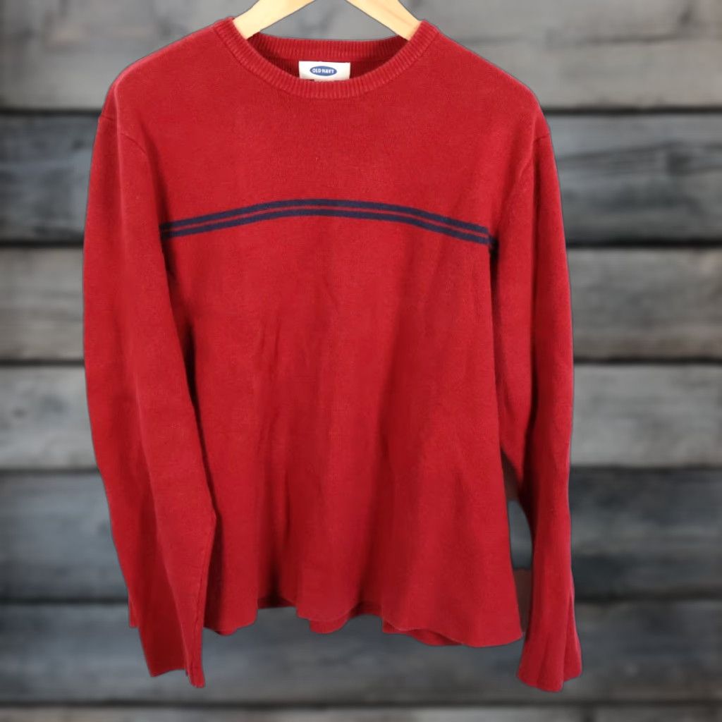 Old Navy VINTAGE Old Navy Sweater 2XL Red Striped Crewneck Knit Men’s Pullover 90s Hipster Punk Retro Varsity Y2K Size US XXL / EU 58 / 5 - 1 Thumbnail