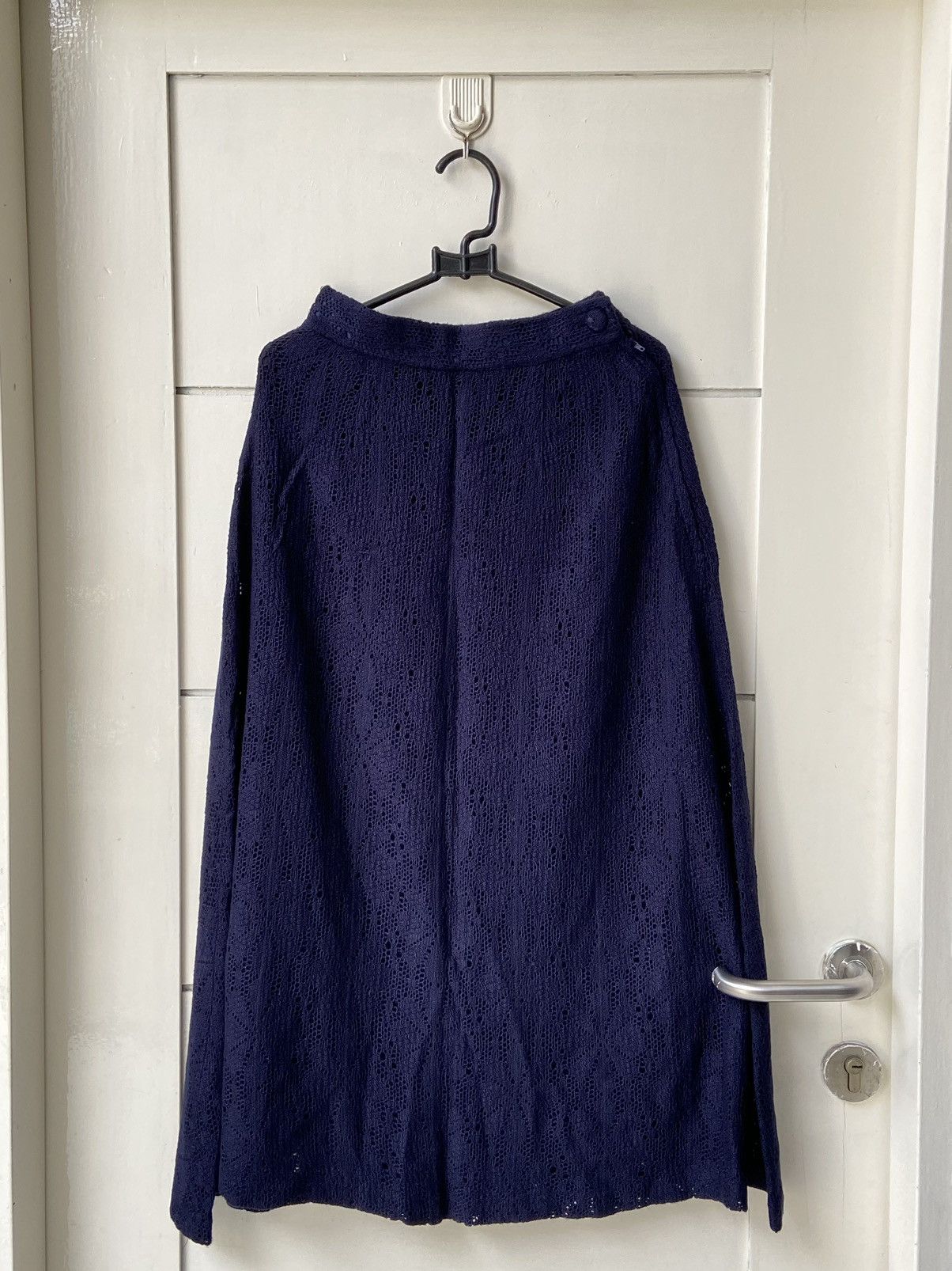 Issey Miyake IS Issey Miyake Navy Brokat Skirt Size 22" - 1 Thumbnail