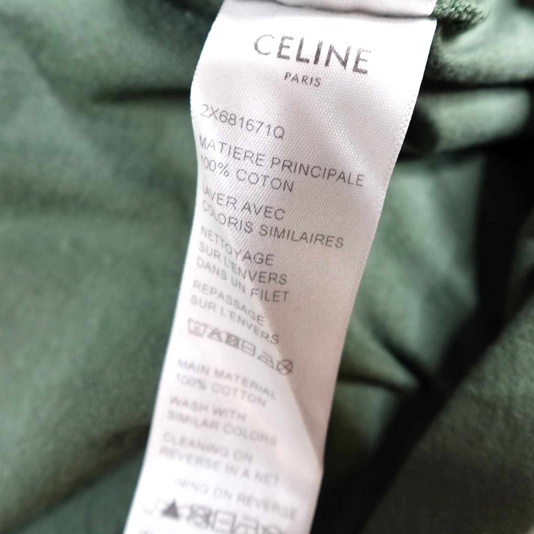 Celine CELINE Mens Shirt Large Green Spellout Logo Cotton Made in Italy Size US L / EU 52-54 / 3 - 6 Thumbnail