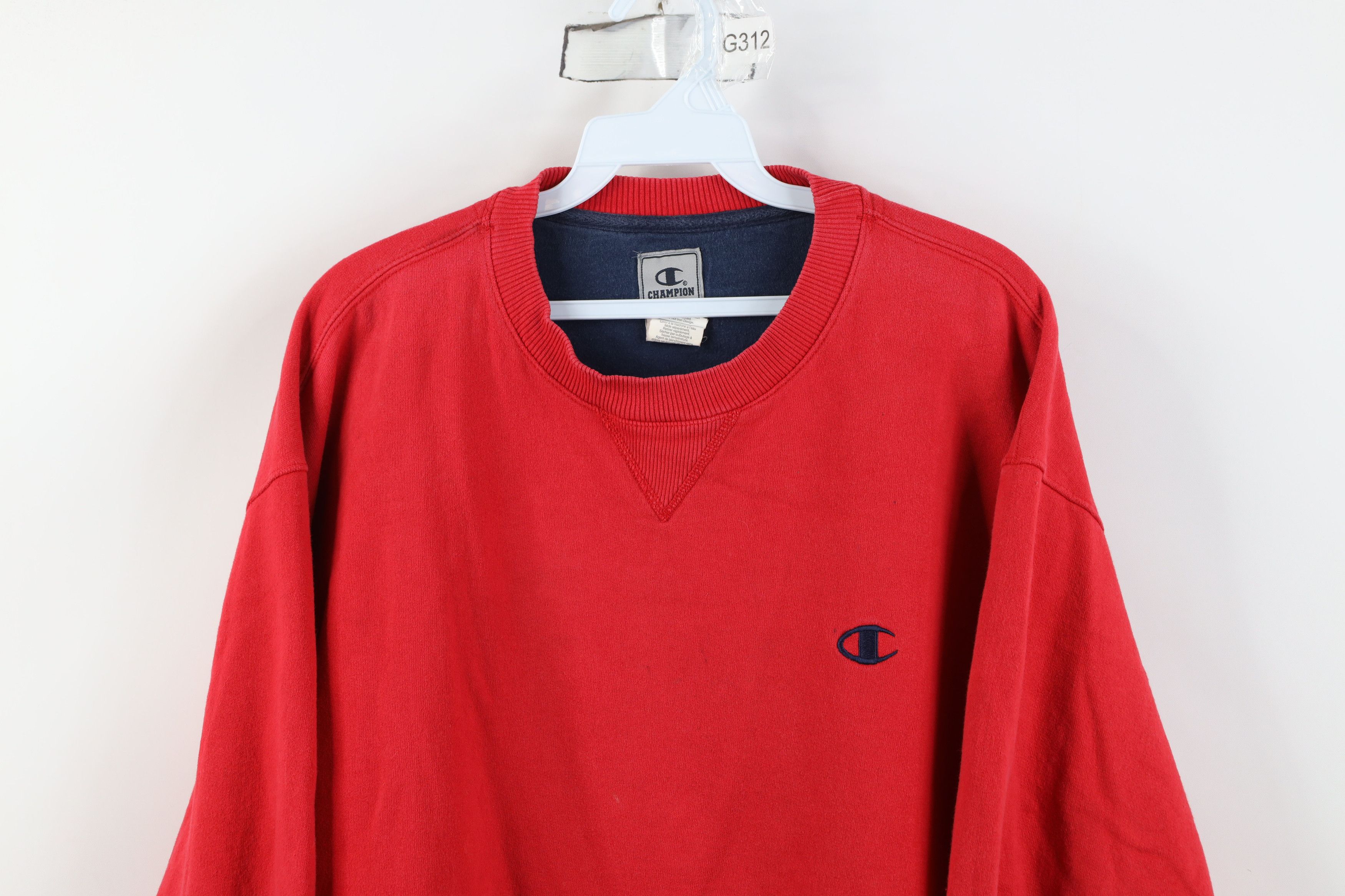 Champion Vintage 90s Y2K Champion Distressed Crewneck Sweatshirt Red Size US M / EU 48-50 / 2 - 2 Thumbnail