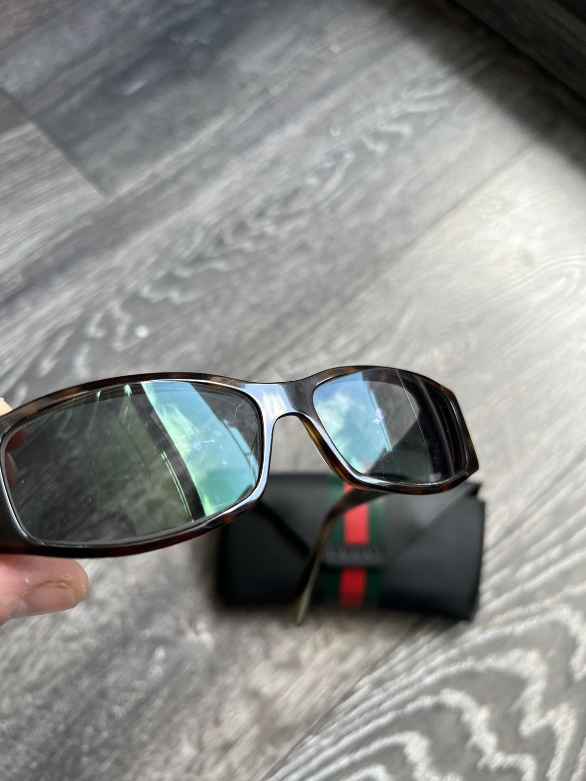 Gucci GUCCI GG Square Sunglasses Green Lenses GG2523/S Size ONE SIZE - 8 Thumbnail