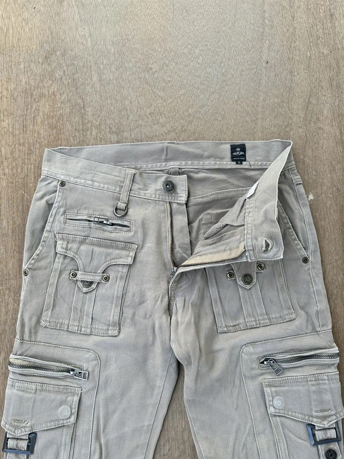semanticdesign W29 L31🔥SEMATIC DESIGN MULTIPOCKET BONDAGE PUNK CARGO PANTS Size US 29 - 9 Thumbnail