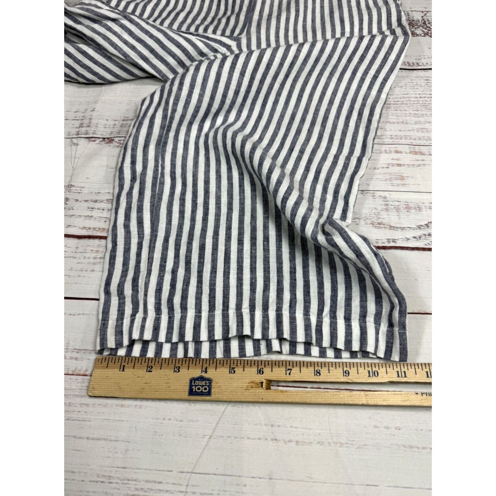 Ellen Tracy Ellen Tracy Blue White Stripe Wide-Leg Linen Crop Pants Lounge Pull On Relaxed M Women Pants Linen Stripe Wide-Leg Cropped Navy White Bluish Size 32" / US 10 / IT 46 - 6 Thumbnail