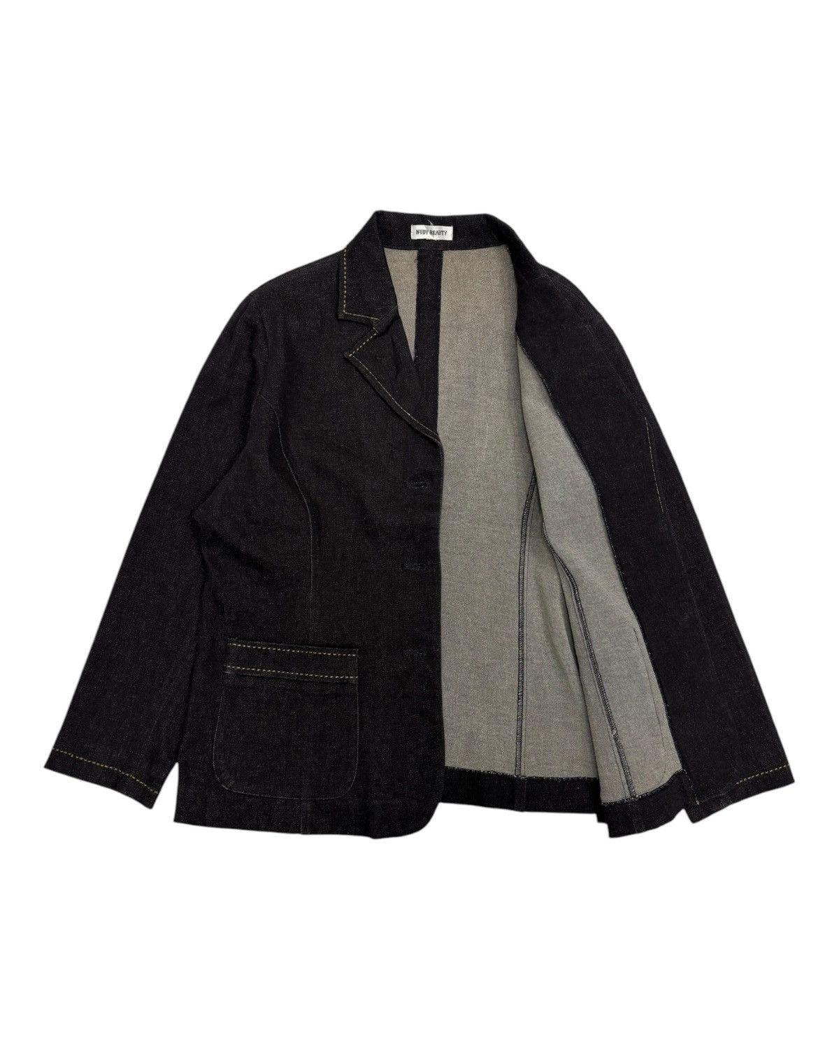 If Six Was Nine × Japanese Brand × Le Grande Bleu (L.G.B.) RARE❤️‍🔥TOKYO NUDY BEAUTY BLACK DENIM BLAZER JACKET 3 BUTTON Size US M / EU 48-50 / 2 - 2 Thumbnail