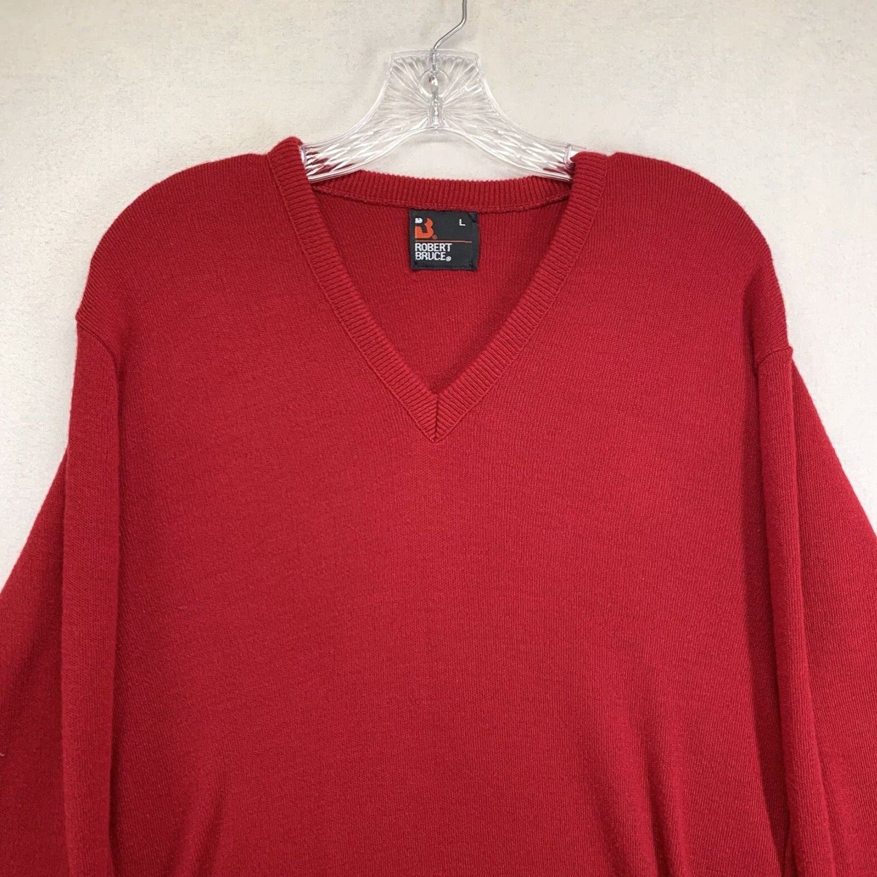 Vintage VINTAGE Robert Bruce Mens Jumper L V-Neck Knit Red 70s 80s 90s Retro Golf USA Pullover Solid Long Sleeve Light Weight Size US L / EU 52-54 / 3 - 5 Thumbnail